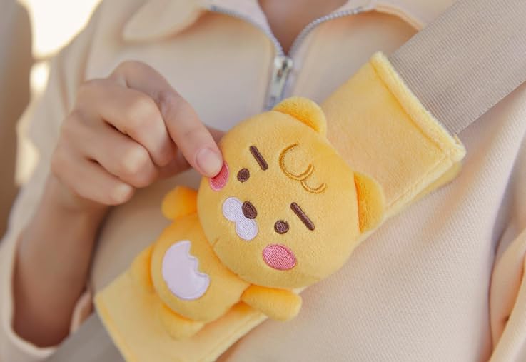 KAKA0 Official Cute Seat Belt Shoulder Pad – Ryan, Apeach, Choonsik & Jordy Car Seat Belt Cover for Comfort & Protection (Ryan Plush Cover)