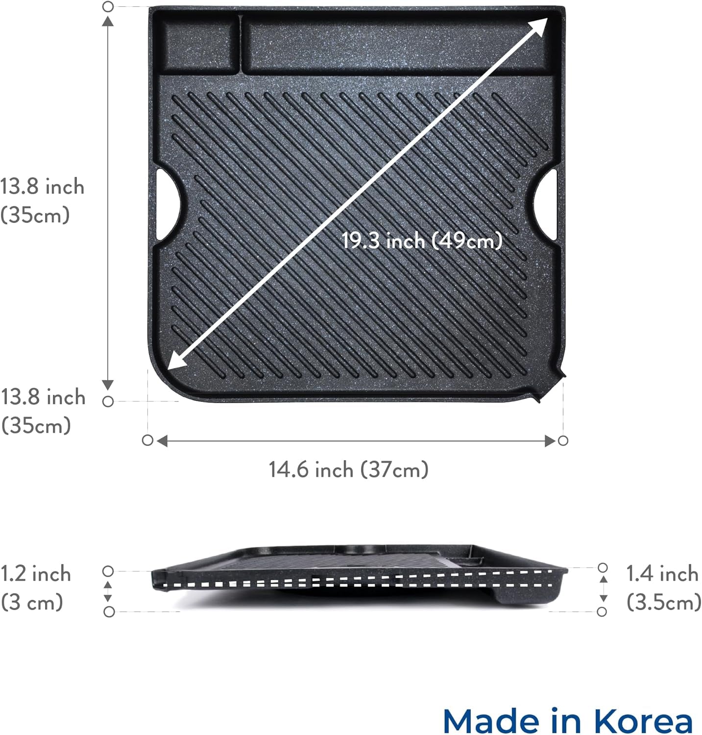 COOKKING - Master Grill Pro, Korean Traditional BBQ Grill Pan - Stovetop Nonstick Indoor/Outdoor Smokeless BBQ Cast Aluminum Grill Pan (Mastergrill Pro)