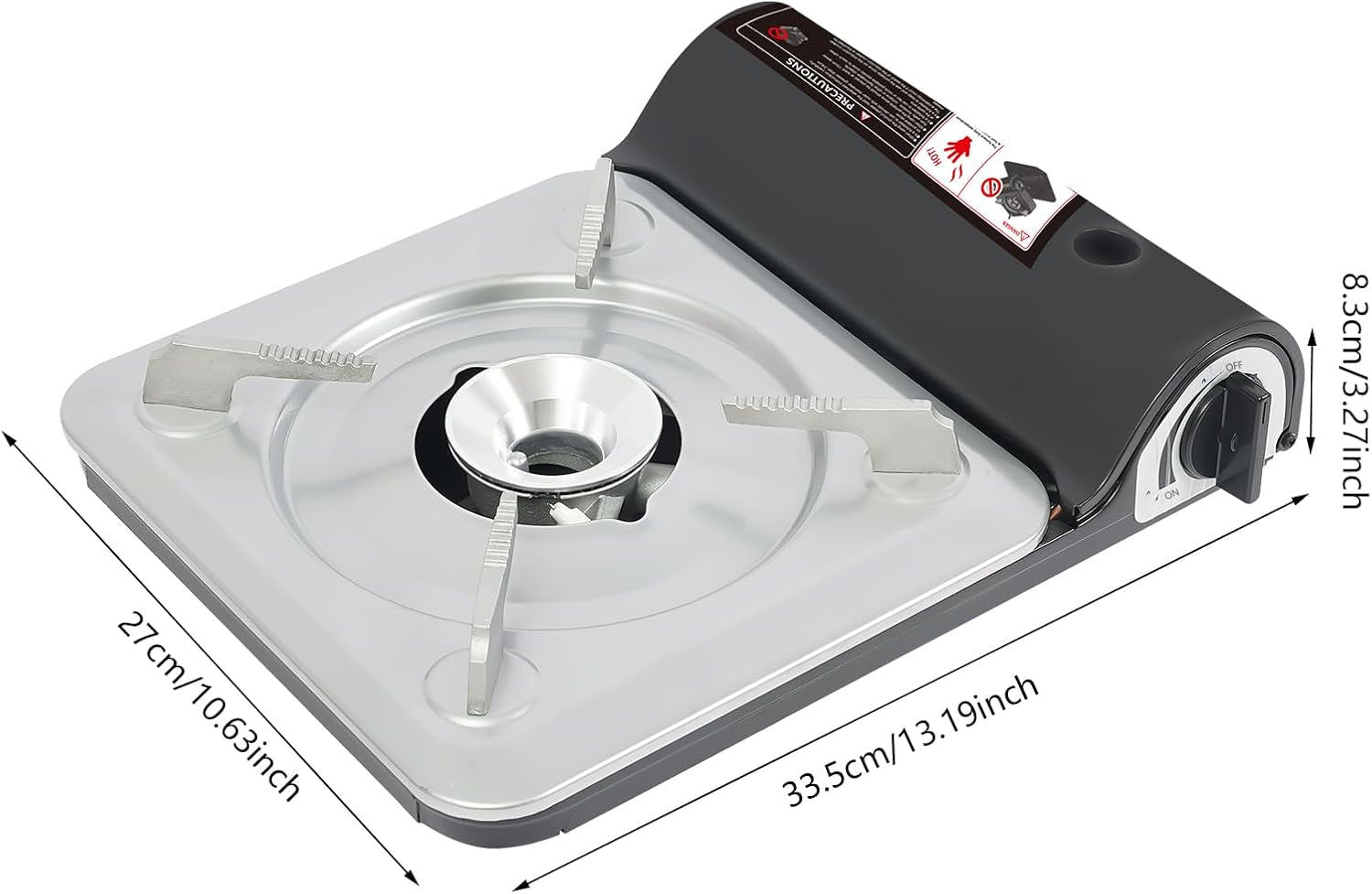 Butane Camping Stove, Portable Butane Burner, Single Burner Camp Stove with Carry Case for Emergencies, Outdoor Cooking, Gatherings, Backpacking, Safety Stop (Silver+Black)