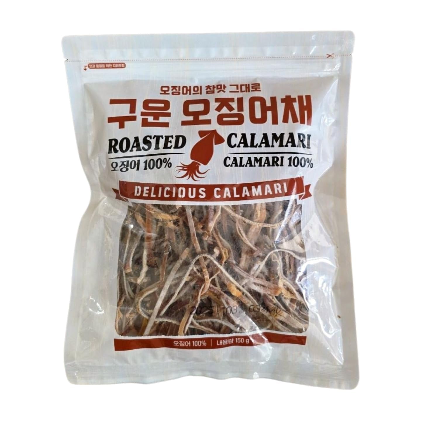 Roasted Dried Squid 100% [5.29 Oz Bag] – Sliced Roasted Squid Jerky for Adults & Kids – 9G Protein per Serving (6 Serving per Container) – Perfect for Snacking – Resealable Bag – Korean Snacks by Gangwon Export