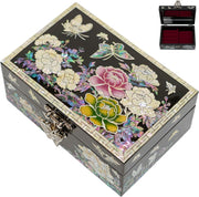 February Mountain Luxury Mother of Pearl Jewelry Box – Handcrafted Korean Keepsake Box with Floral and Butterfly Design, Ideal Christmas and Birthday Gift for Women, Mom, Sister, Wife, or Grandma