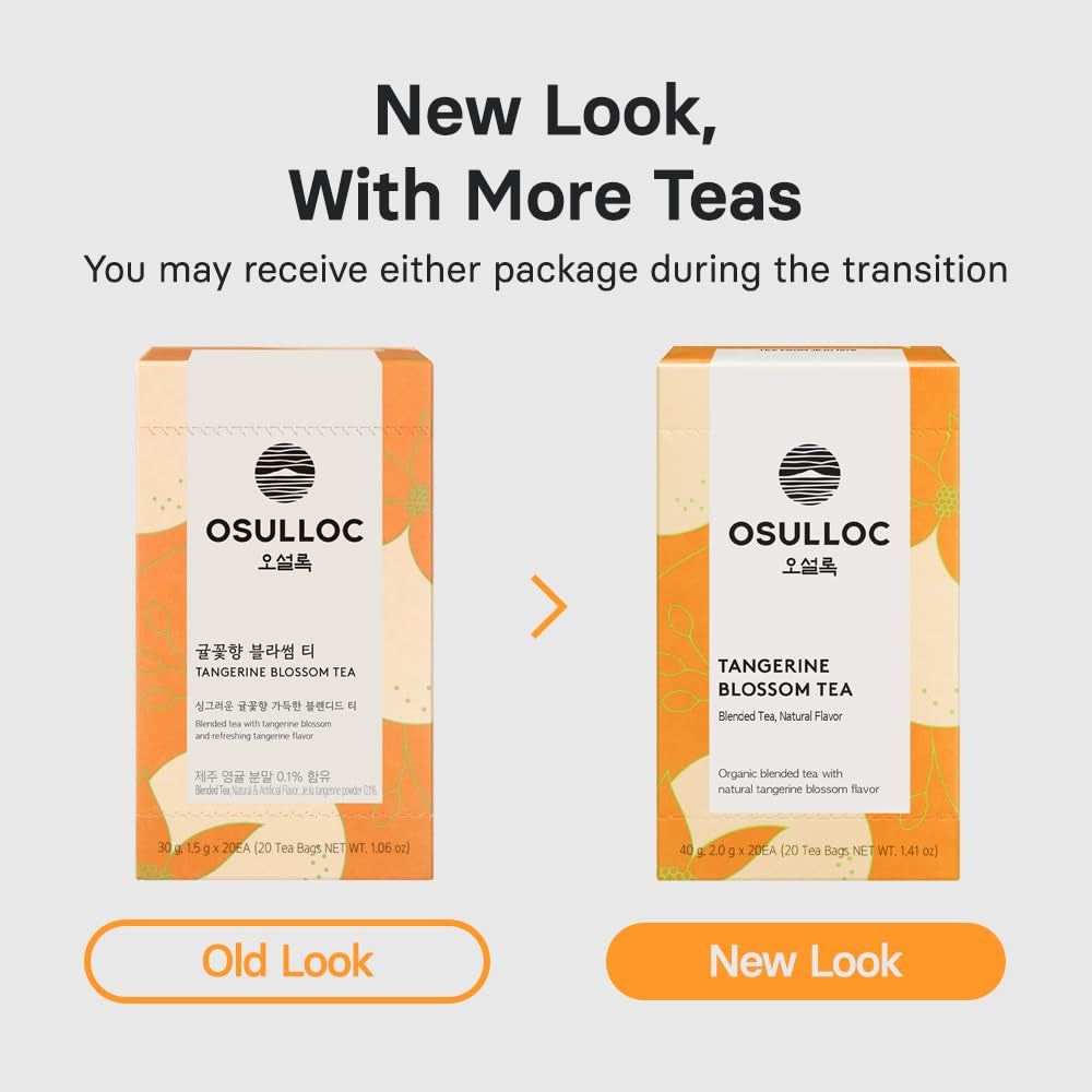 OSULLOC Tangerine Blossom Tea (Refreshing Tangerine Flavor), USDA Certified Organic, Tea Bag Series 20 Count, Premium Blended Tea from Jeju