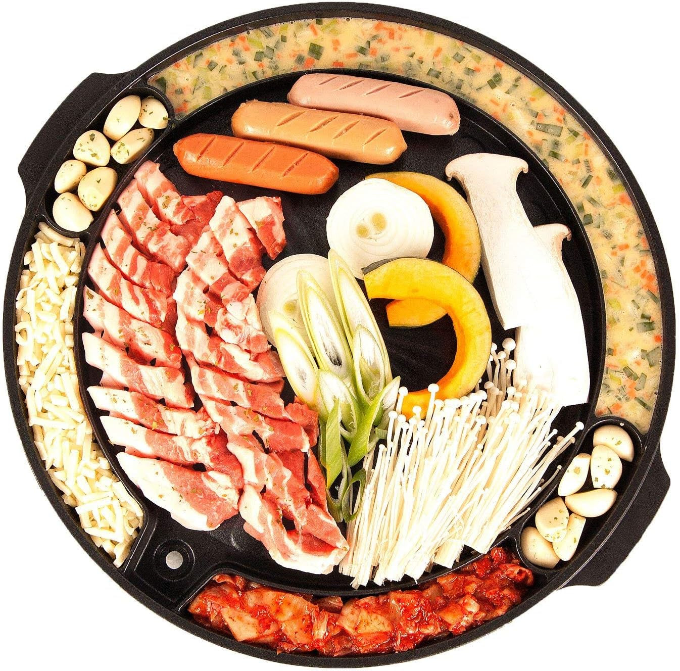 COOKKING - Master Grill Pan, Korean Traditional BBQ Grill Pan - Stovetop Nonstick Indoor/Outdoor Smokeless BBQ Cast Aluminum Grill Pan