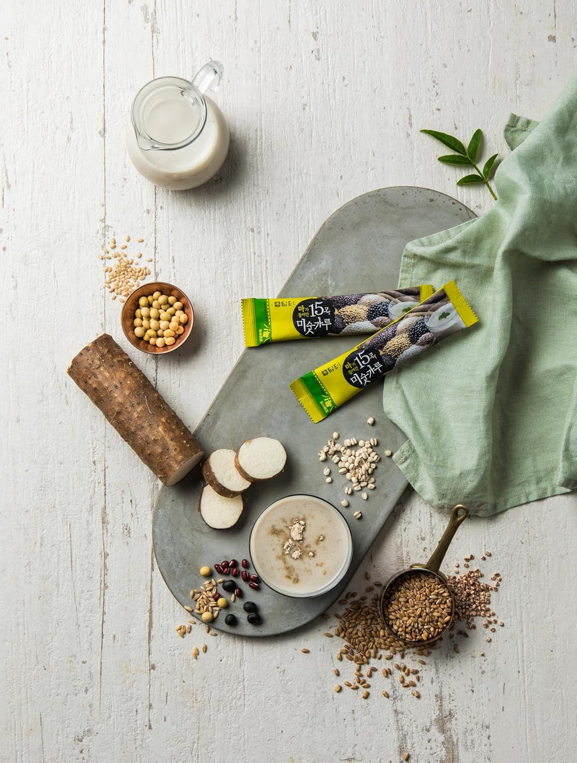 Damtuh Korean 15 Multi Mixed Roast Grain Powder Meal Replacement Shake – Healthy Breakfast Drink, Nutritious Grain Misugaru, 20G X 12 Sticks