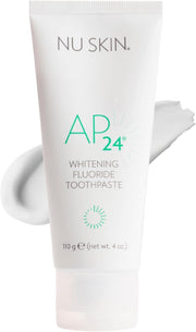 Nu Skin AP 24 Whitening Fluoride Toothpaste | AP 24 Blend | Vanilla Mint Flavor | Brightens Teeth | Removes Surface Stains | Prevents Dental Cavities & Plaque | Enamel-Safe | 4 Oz | 1 Pack