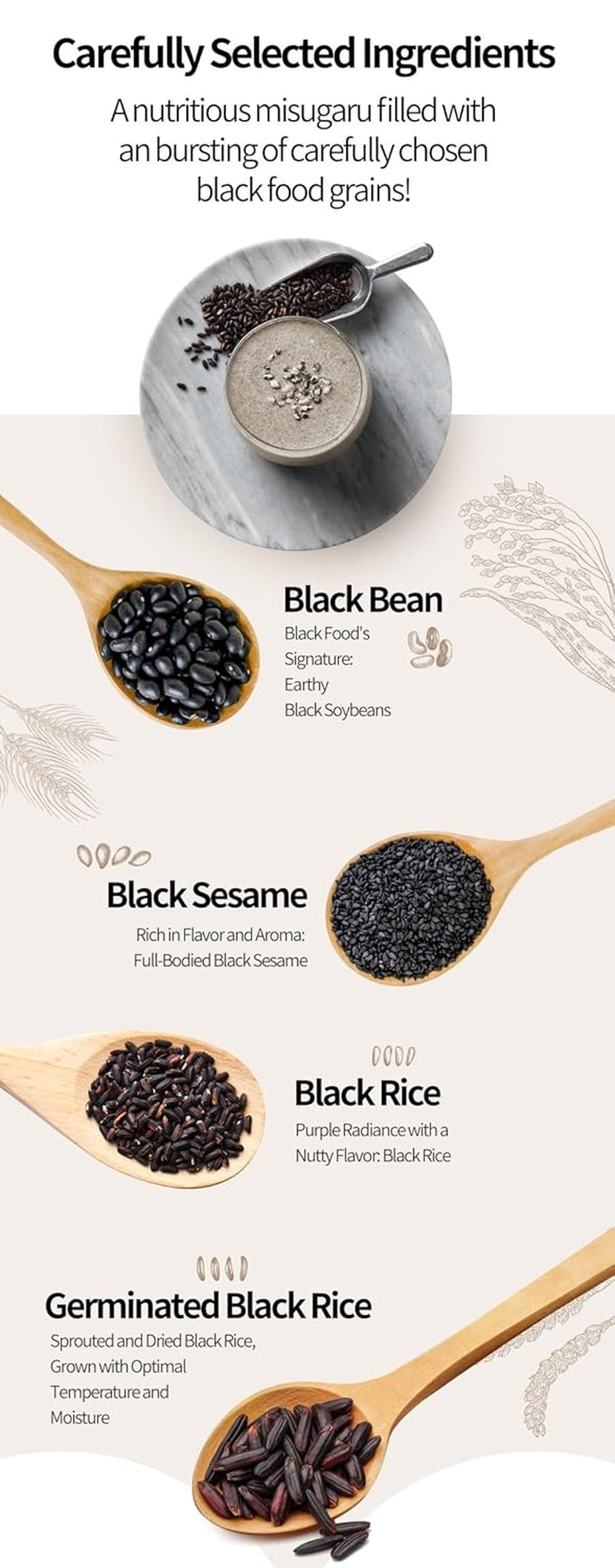 Damtuh Misugaru – Korean Black Mixed Grain Powder Drink, Traditional Multigrain Meal Replacement Shake with Black Rice, Black Beans & Sesame, 20G X 40 Sticks