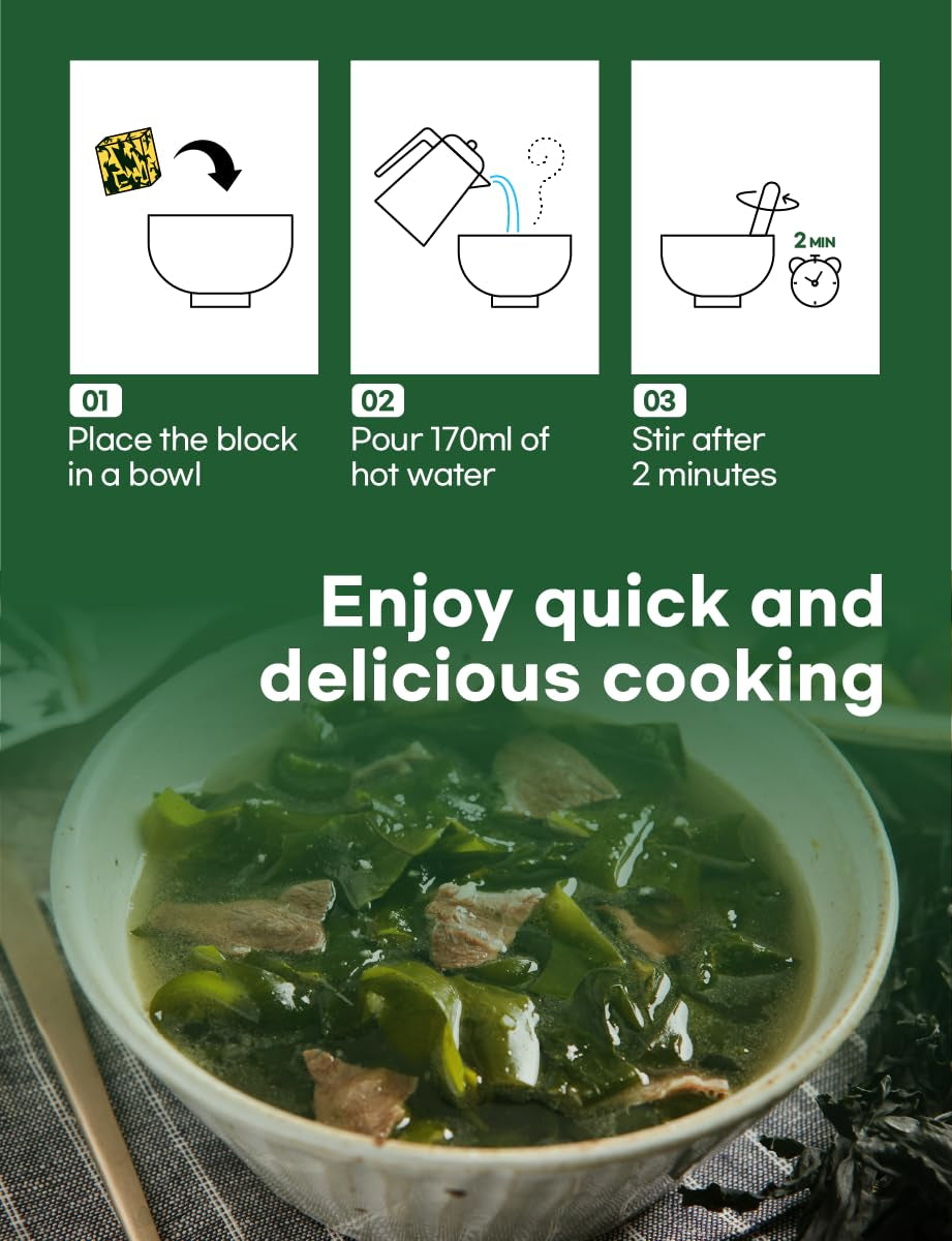Korean Frozen Dried Multi-Pack Soup (Seaweed Soup 10G × 6Ea) + (Korean Spicy Soup 10G × 6Ea) Easy Cooking Individual Packaging 한국 전통 국, 미역국, 육개장