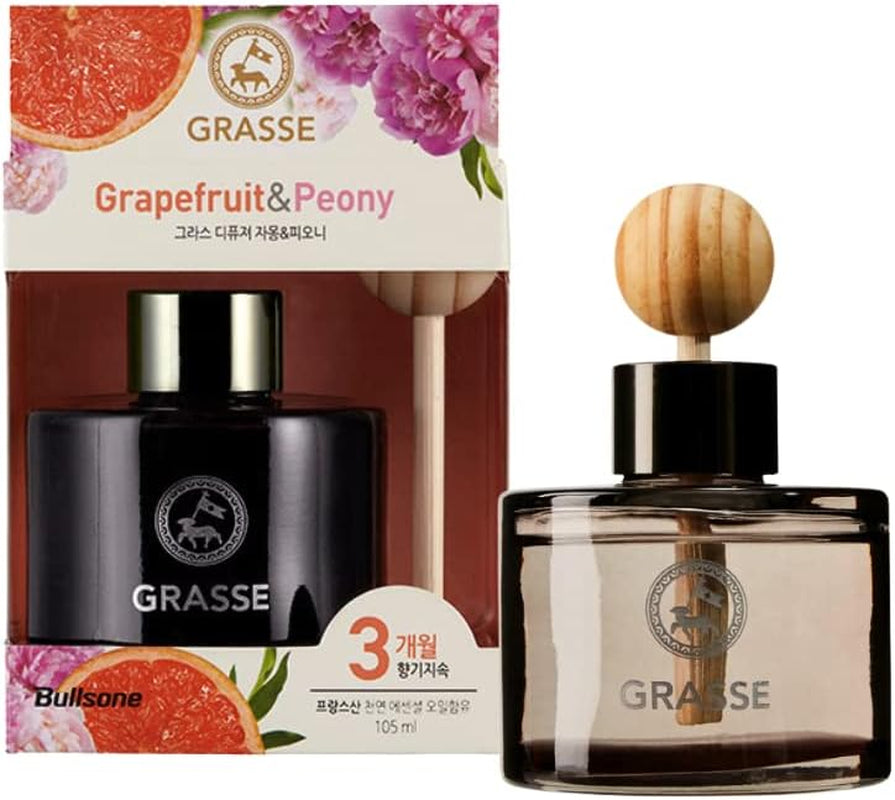 Bullsone Grasse Diffuser, Natural Car Air Fresheners, Luxury Car Perfume - Grapefruit & Peony Scent