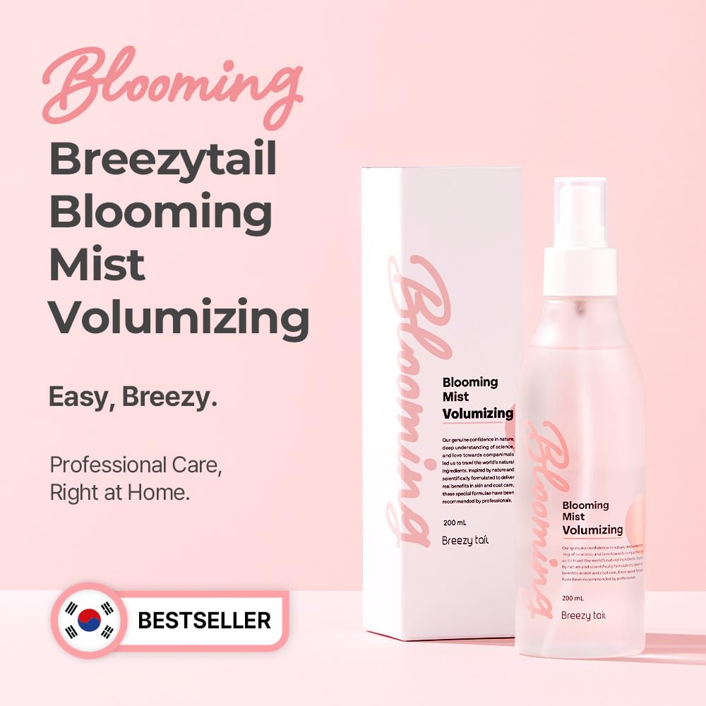 Breezytail Blooming Volumizing Mist, Loved by Top Korean Groomers, Adds Volume and Shine – Easy Breezy, Professional Care at Home (6.76 Fl Oz/200 Ml)