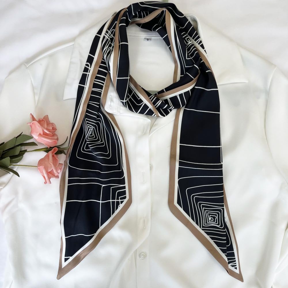 Silk Head Scarf for Hair Fashion Headwrap for Women Lightweight Neck Tie