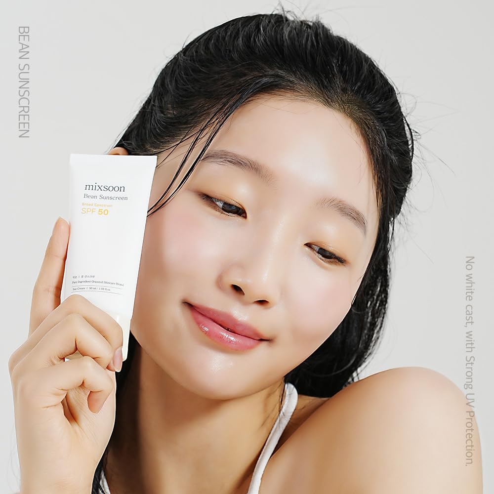 Mixsoon Bean Sunscreen 1.69 Fl. Oz. / 50Ml SPF 50 Airy Texture Type Lightweight No White Cast for Face Korean Glass Skin Care