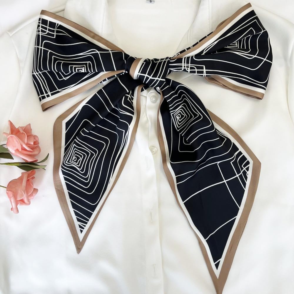 Silk Head Scarf for Hair Fashion Headwrap for Women Lightweight Neck Tie