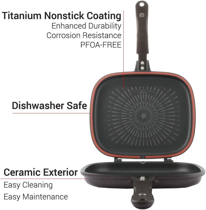 Happycall Titanium Nonstick Double Pan, Less Smell Patented Silicone Seal