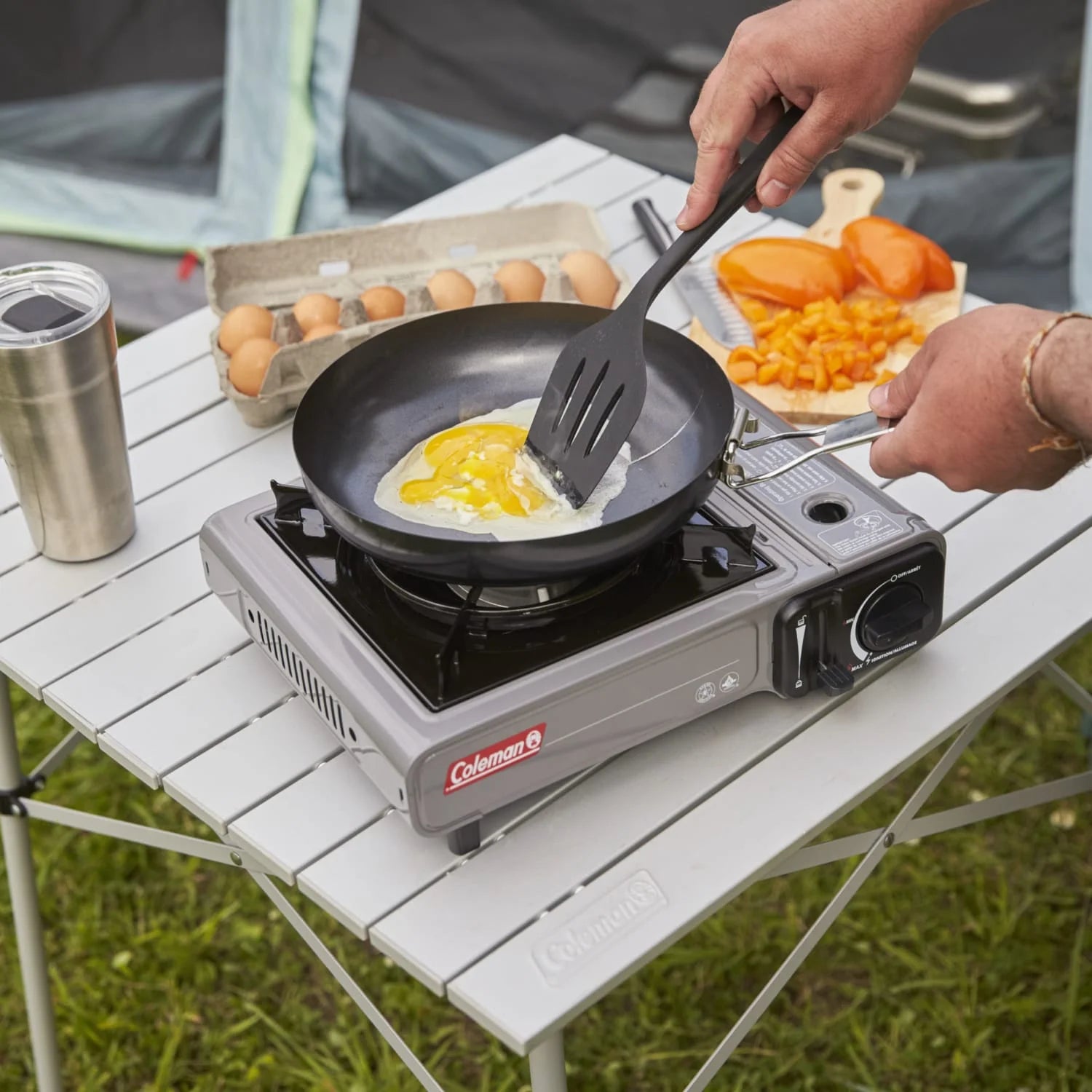 Coleman Tabletop Portable Butane Gas Camping Stove, 1 Burner, Gray