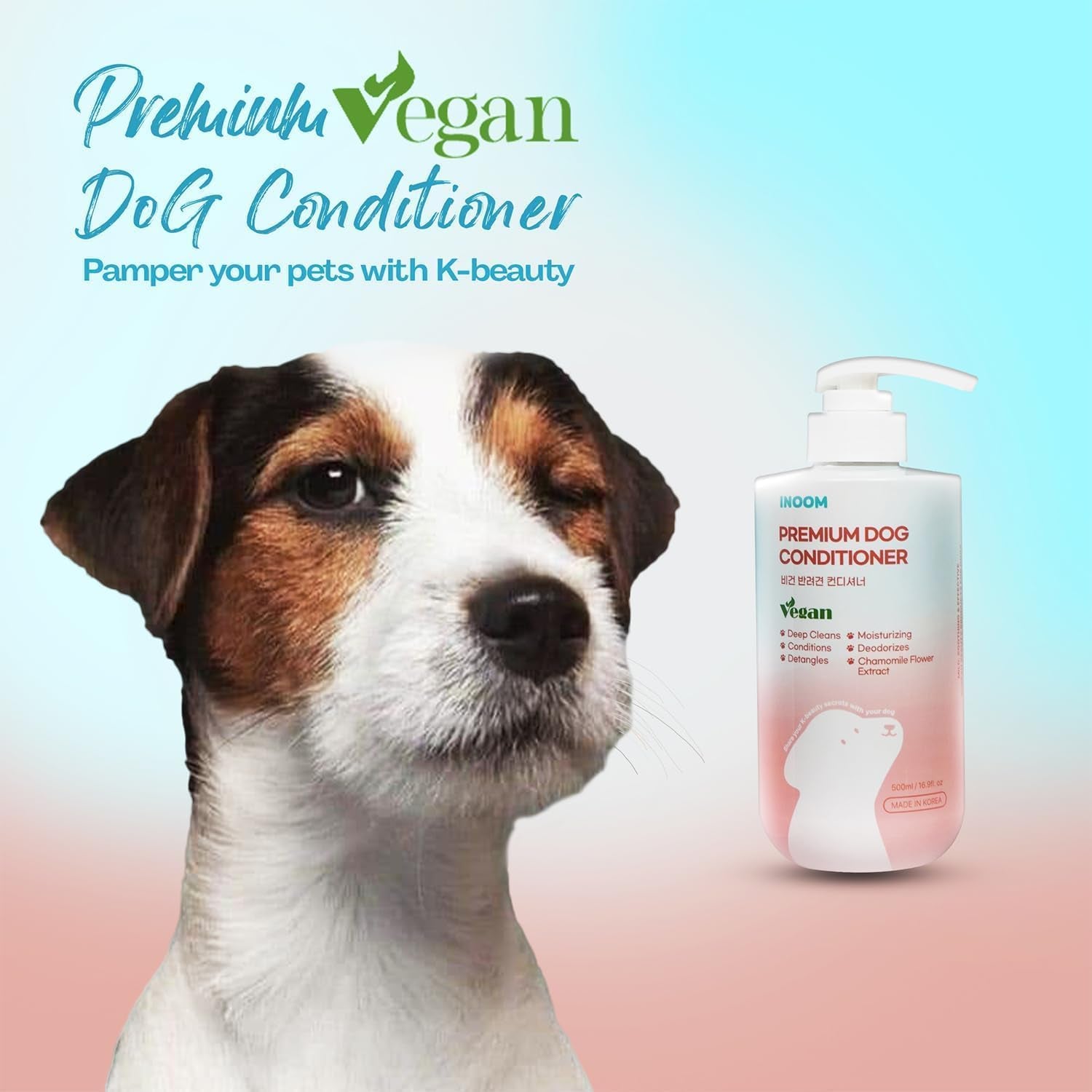 Korean Vegan Dog Conditioner 500Ml – Natural Ingredients Conditioner for Puppy to Adult Dogs Moisturizing for Sensitive Skin & Ultra Softness, Shiny, Strong & Long-Lasting Scent – Made in Korea