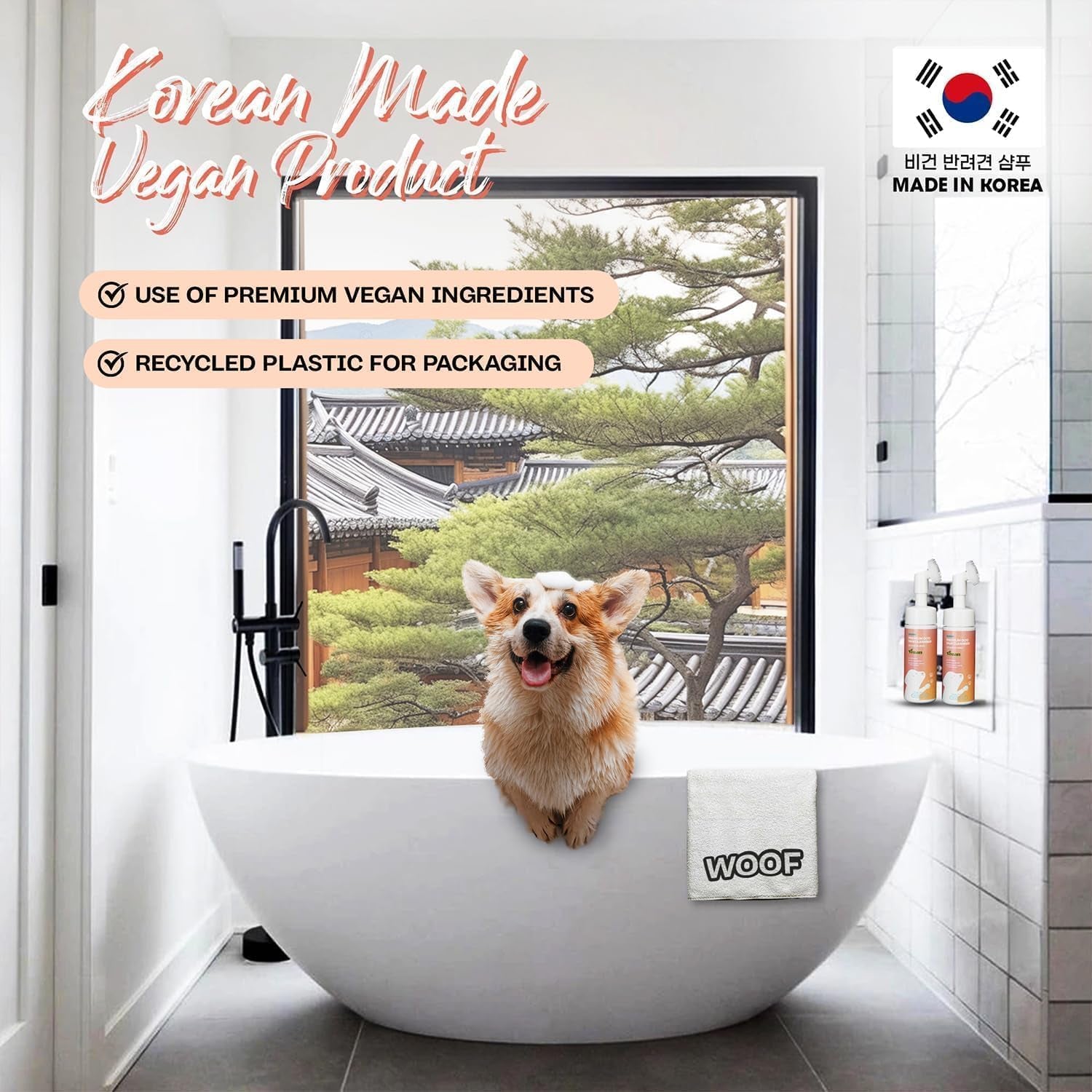 Korean Vegan Dog Paw Cleaner 150Ml – Waterless Paw Cleanser with Silicone Brush – Perfect for Puppy to Adult Dogs – Gentle & Non-Irritating Dogs Paws – Moisturizes & Cleanses – Made in Korea