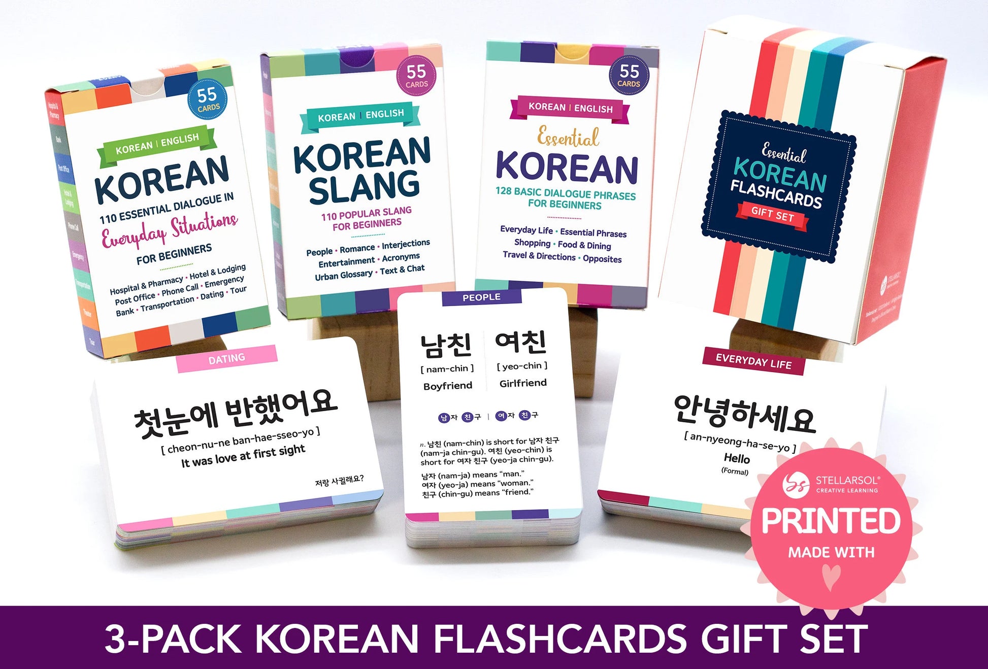 Korean Conversation Flashcards Gift Set: Essential Phrases + Slang--Printed