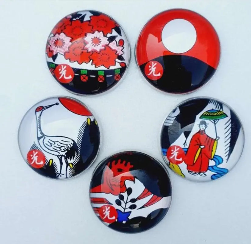 Lucky Oh-Gwang Hwatu Magnetic Golf Ball Markers & Hat Clip Set (5 Pcs)