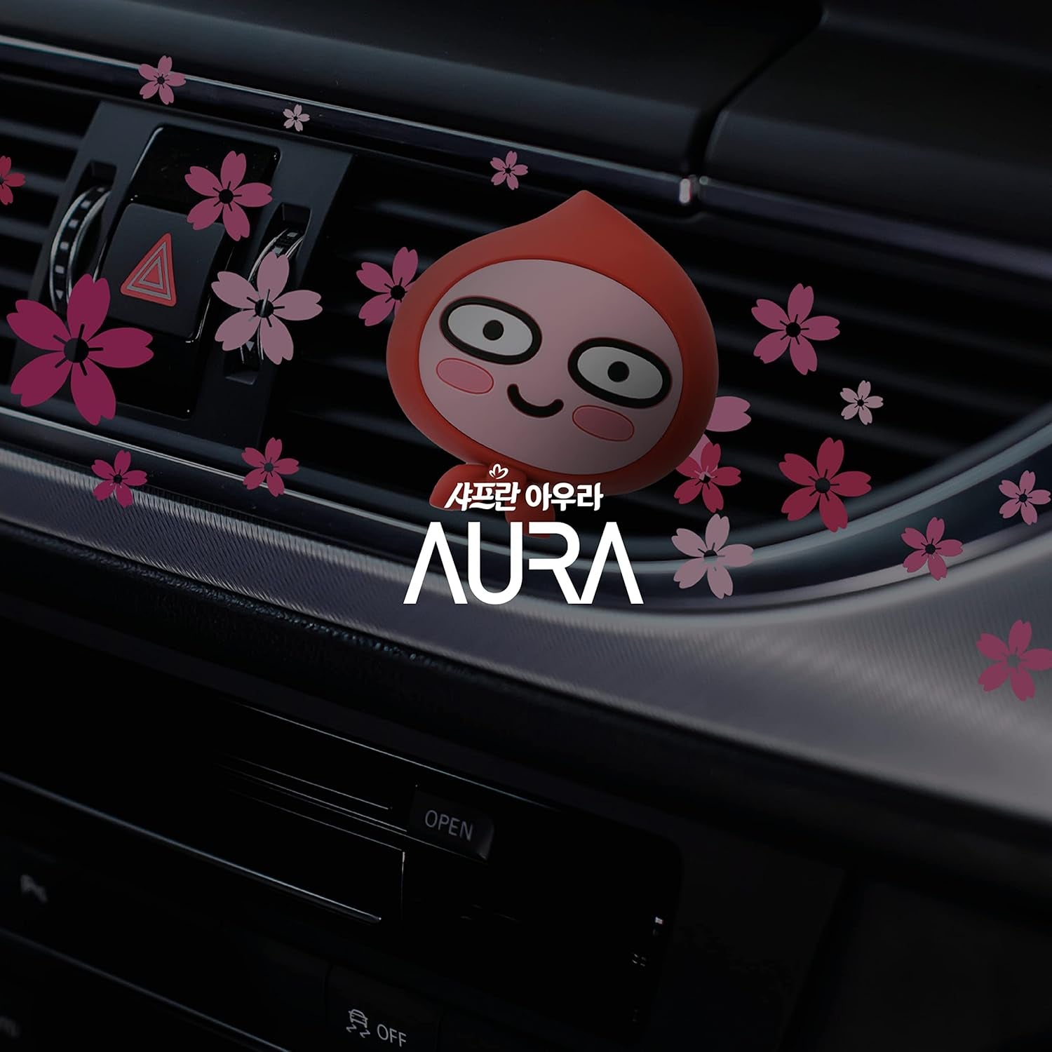 AURA Car Air Freshener Vent Clip, Apeach (Will You Marry Me, 0.14Fl Oz*2, Pack of 2) - Long-Lasting Odor-Fighting Scent. Kakao Friends Figurine. Car Decoration Accessories, Diffuser, Absorber