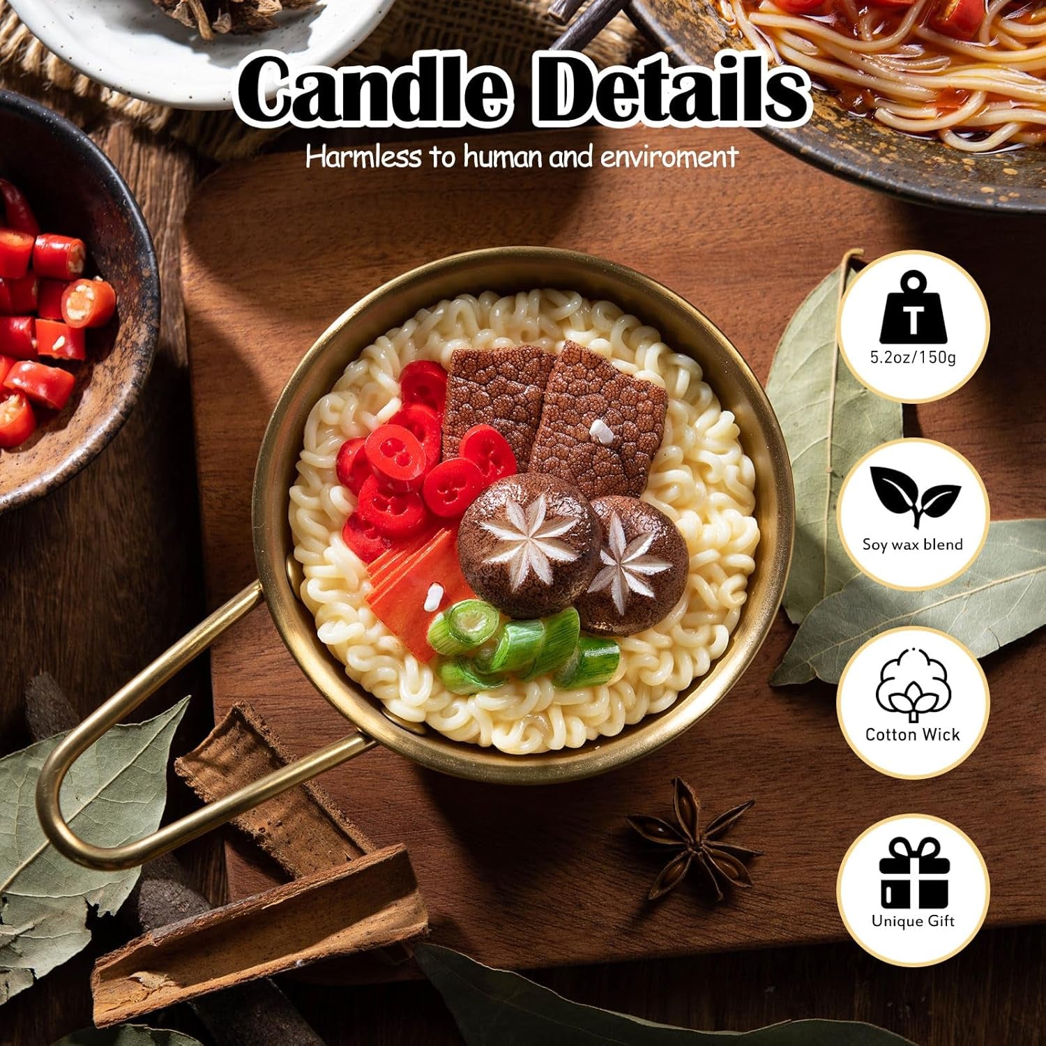 라면촛불 Ramen Noodles Vegetable Wax Candle for Friend Yourself Gift
