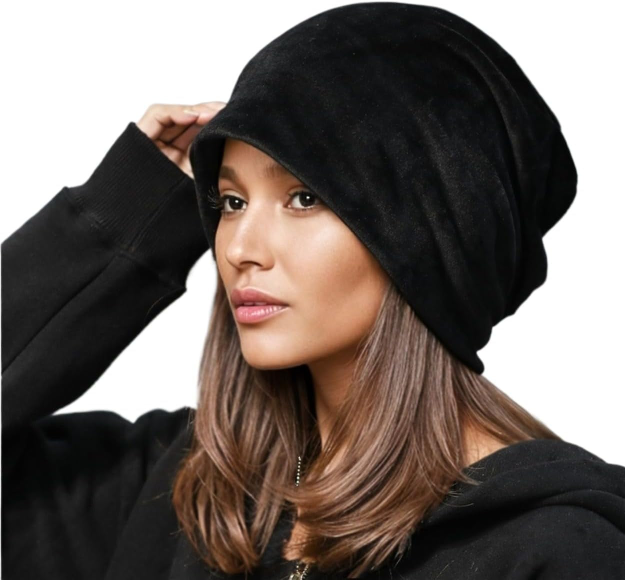 Velvet Beanie for Men Women Winter Korean Fashion Unisex Hats Slouchy Cap Warm Stretch Headwear Soft Skull