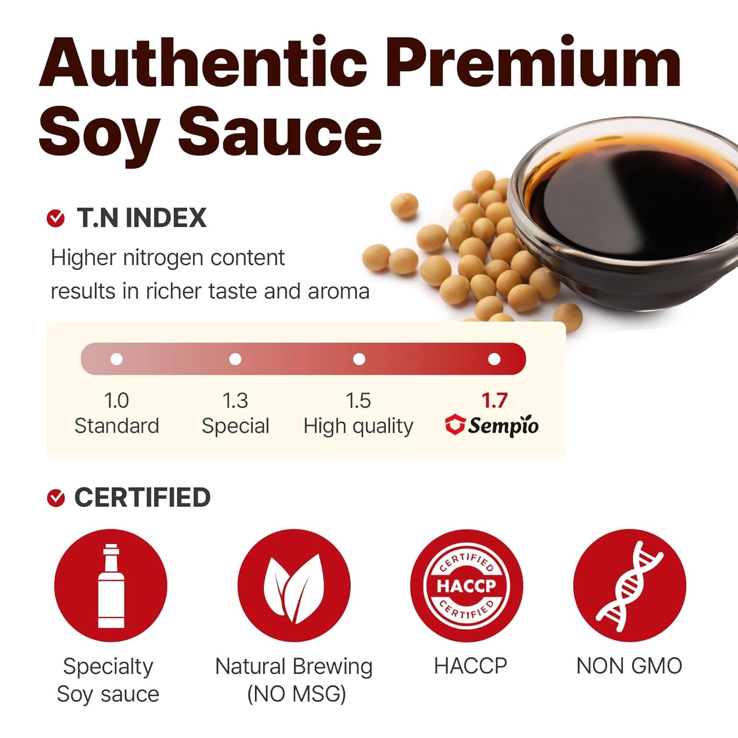 SEMPIO Naturally Brewed Soy Sauce 701 - Premium Korean Dark Soy Sauce, High TN Value, Rich Taste and Aroma, Ideal for Stir-Fries, Sushi, and Salads (29.08 Fl Oz / 860Ml, Vegan, Non-Gmo)​