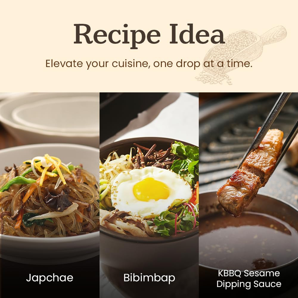 O’Food Premium Sesame Oil, 5.4 Fl Oz | 100% Pure Toasted Sesame Seed Oil | Korean-Style Rich & Nutty Flavor | Authentic Asian Cooking Oil for Stir Fry, Noodles, Dressing & Drizzle