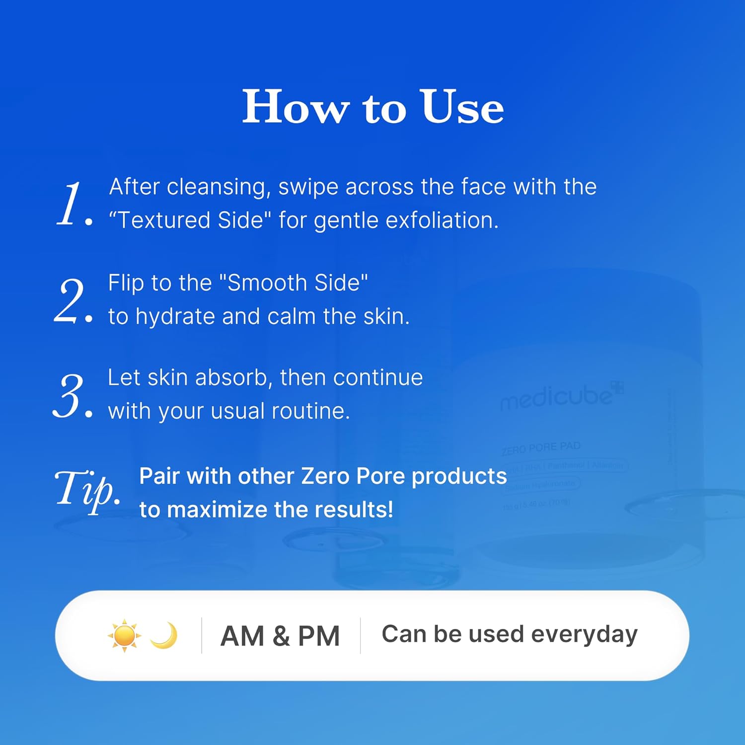 Medicube Zero Pore Pads 2.0, Dual-Textured Facial Toner Pads for Exfoliation and Pore Care with 4.5% AHA Lactic Acid & 0.45% BHA Salicylic Acid, Ideal for All Skin Types, Korean Skin Care (70 Units)