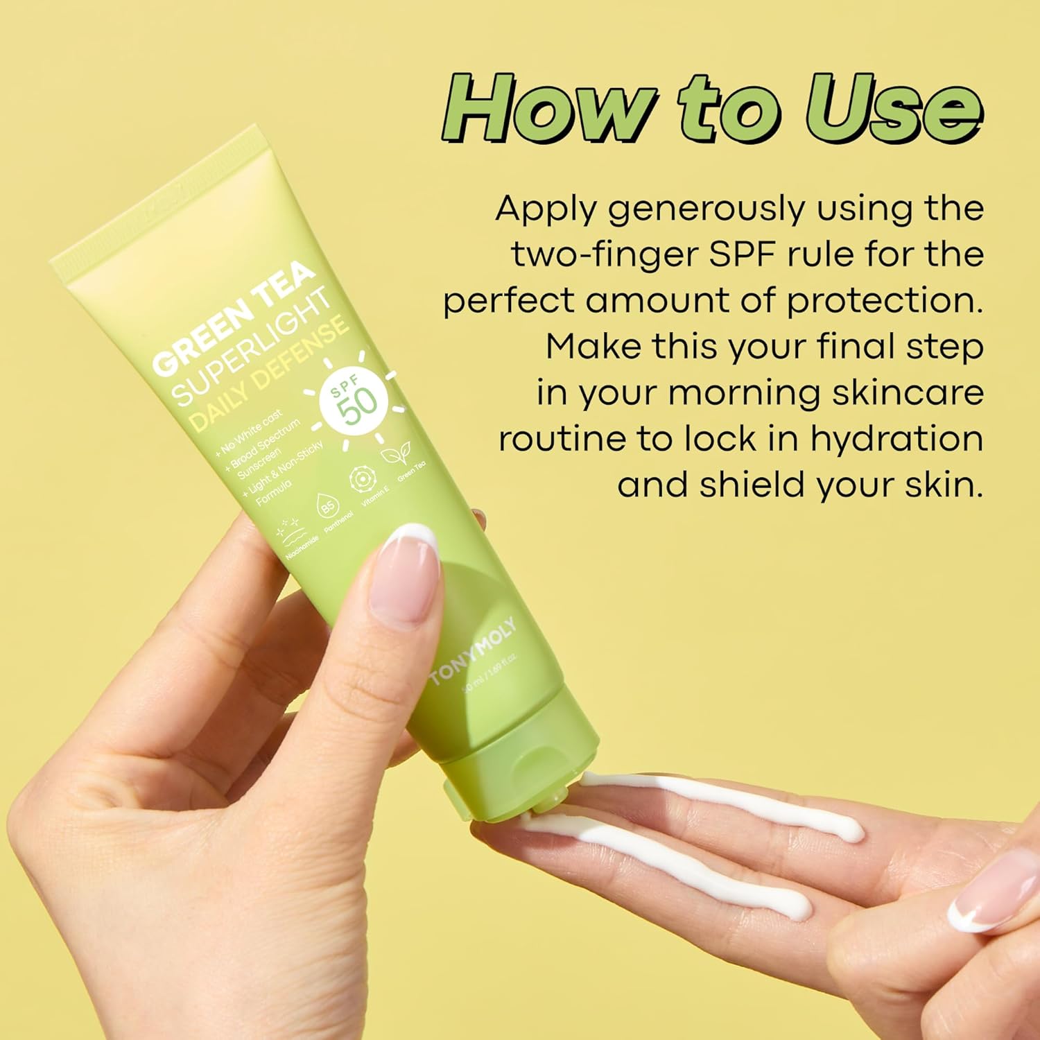 TONYMOLY Green Tea Korean Sunscreen SPF 50 – Non-Greasy Broad Spectrum Face Sunscreen with Niacinamide, Panthenol & Hyaluronic Acid, Travel Size 50Ml