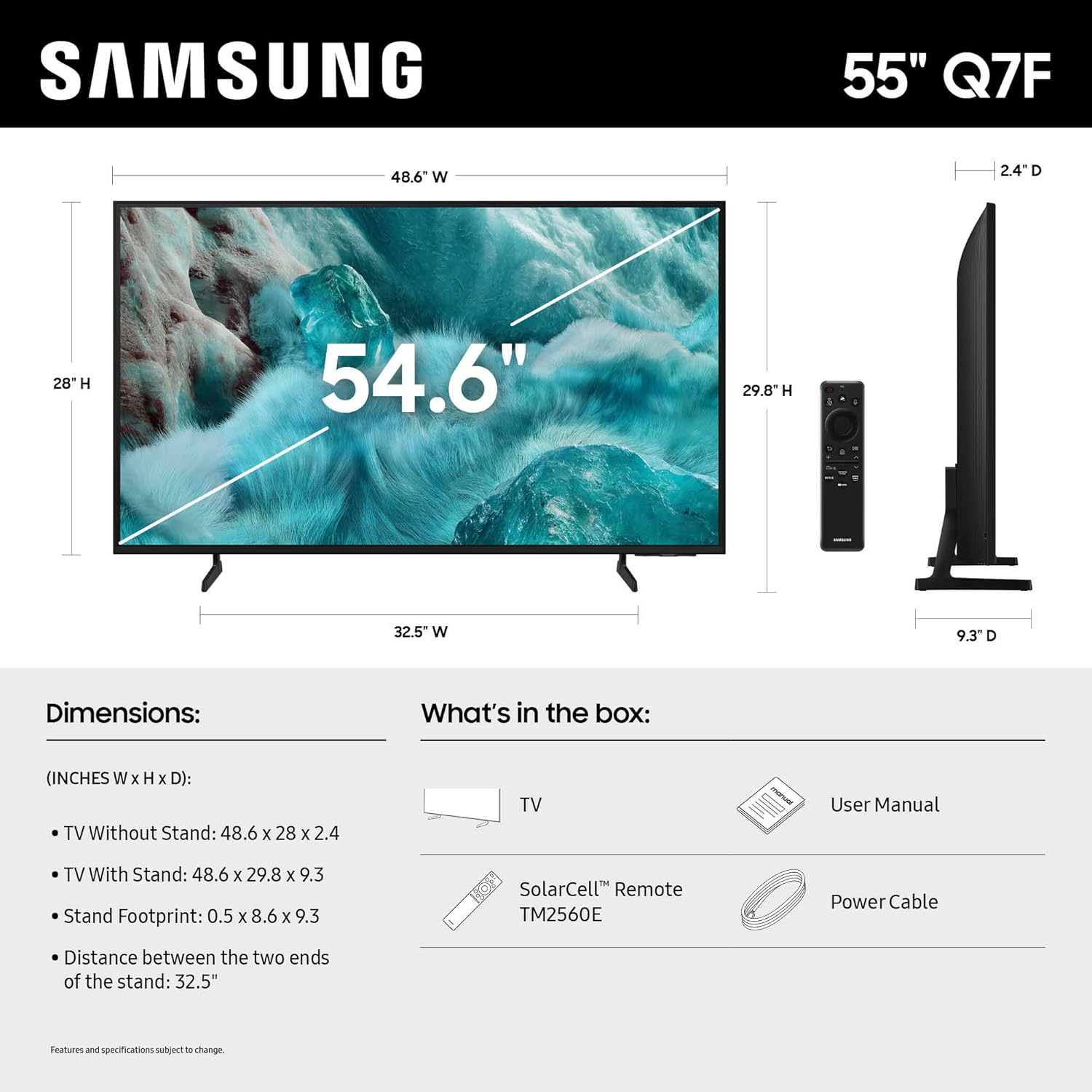 Samsung 55-Inch Class QLED Q7F Series Samsung Vision AI Smart TV (2025 Model, 55Q7F) Quantum HDR, Object Tracking Sound Lite, Q4 AI Gen1 Processor, 4K Upscaling, Gaming Hub, Alexa Built-In