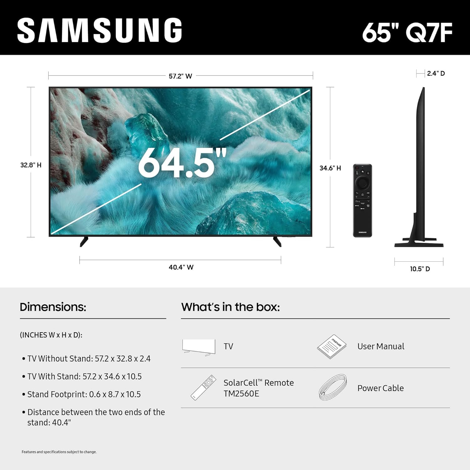 삼성 65 인치 클라스 Samsung 65-Inch Class QLED Q7F Series Samsung Vision AI Smart TV (2025 Model, 65Q7F) Quantum HDR, Object Tracking Sound Lite, Q4 AI Gen1 Processor, 4K Upscaling, Gaming Hub, Alexa Built-In