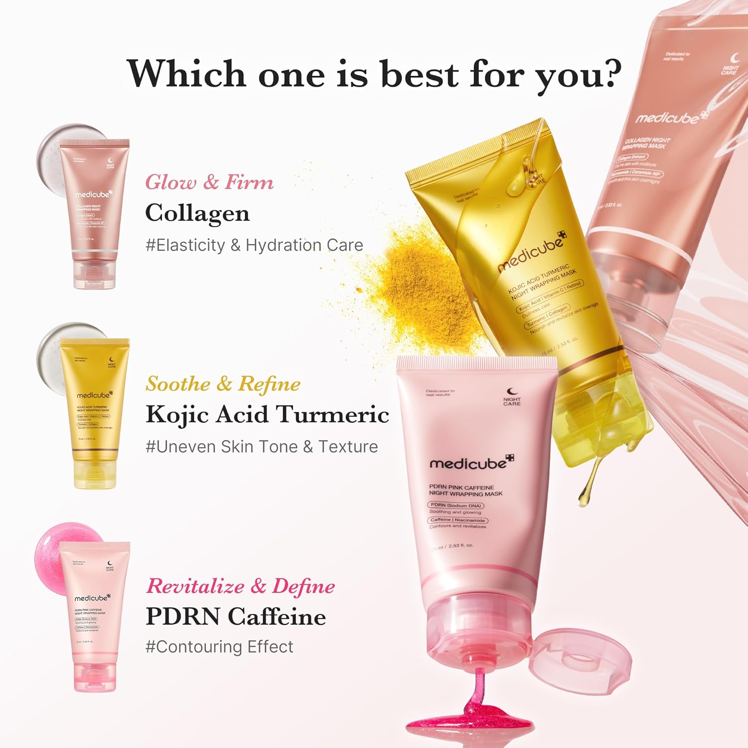 Medicube Collagen Overnight Wrapping Peel off Facial Mask Pack - Elasticity & Hydration Care, Reduces Sagging & Dullness - Hydrolyzed Collagen for Glowing Skin - Korean Skin Care, 2.53 Fl.Oz