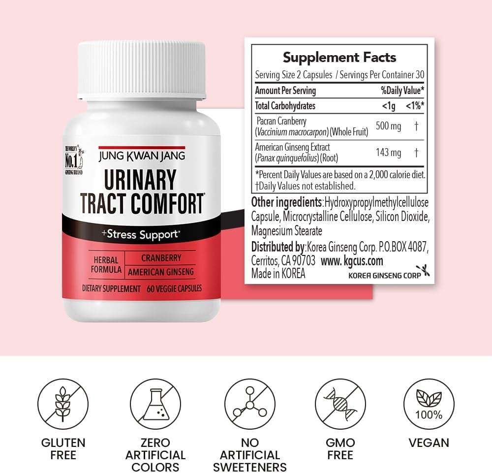 정관장 방광 영양제 60정 Urinary Tract Comfort Formula with Pacran Cranberry 