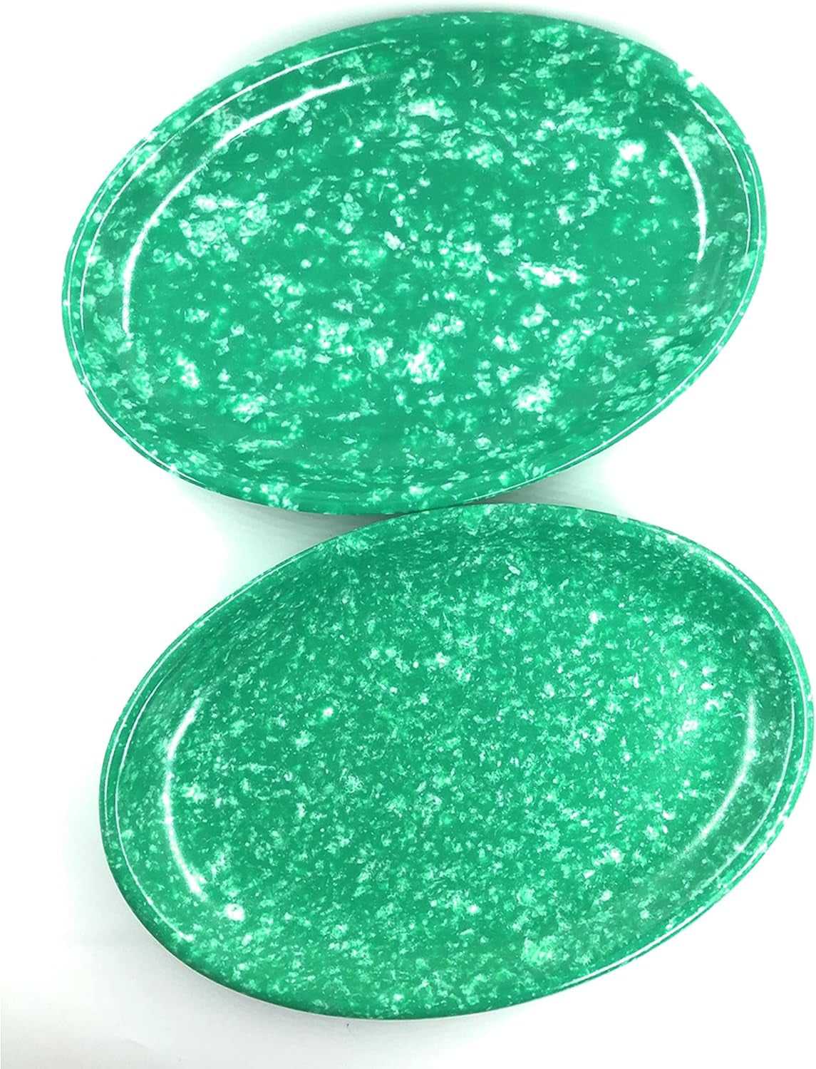 Korean Tteokbokki Set, 6 Melamine Traditional Snack Dinnerware, 2 Big Oval Plates, 3 Square Plates and 1 Large Bowl, Indoor and Outdoor Party Dish, Break-Resistance