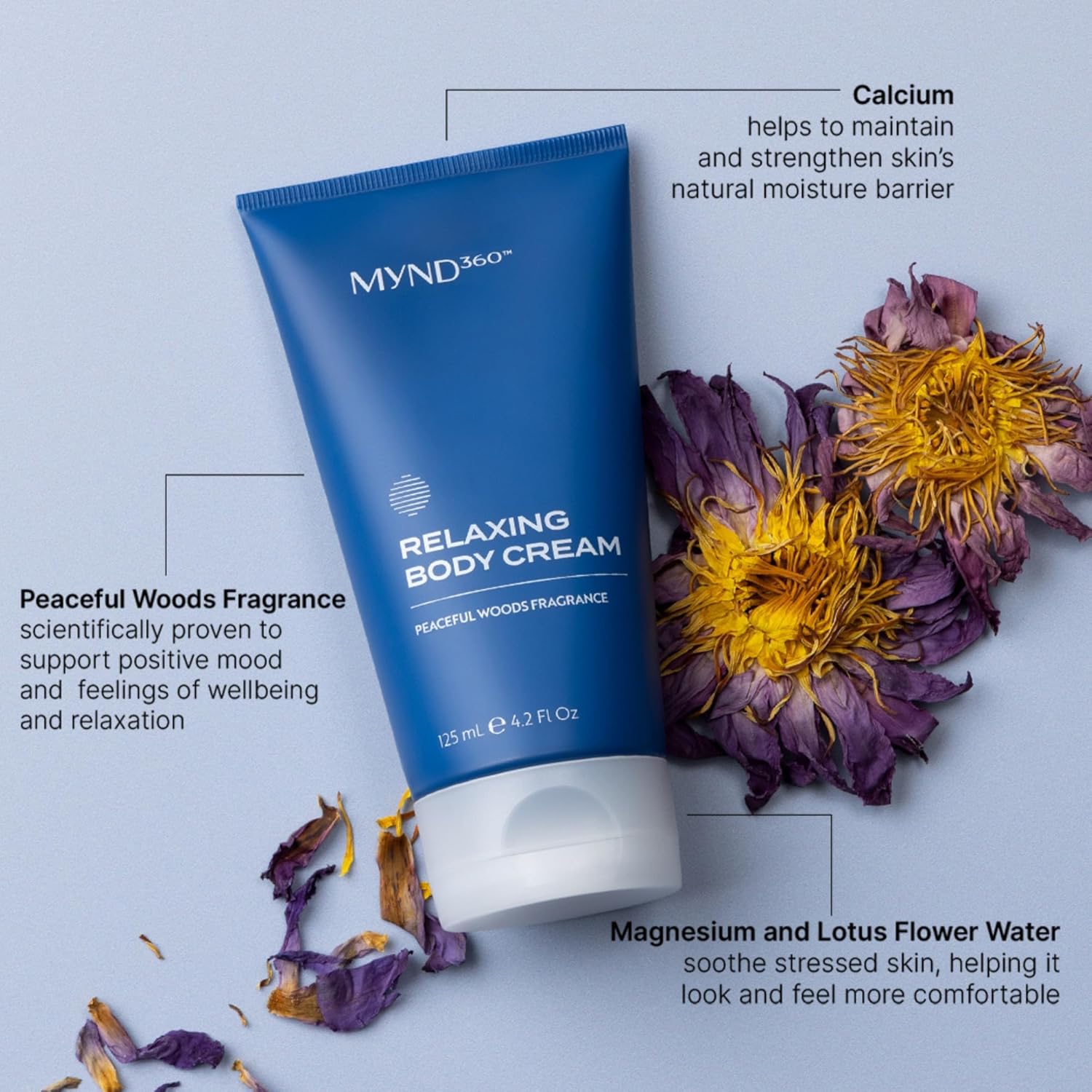 Nu Skin MYND360™ Relaxing Body Cream | 4.2 Fl Oz | Lotion for Sleep & Calm | Magnesium, Calcium, & Water Infused Skin Care with Lotus Flowers | Soothing Skincare Moisturizer & Lotion with Magnesium
