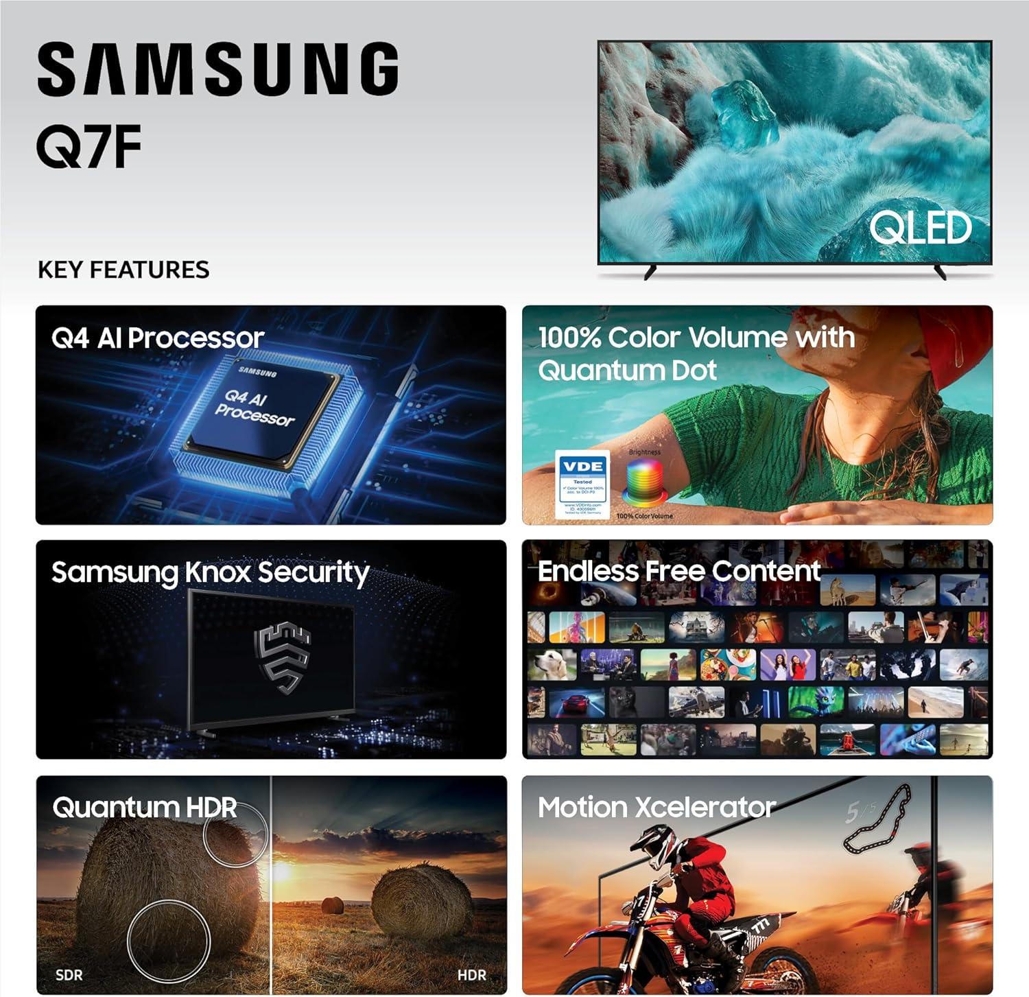 삼성 65 인치 클라스 Samsung 65-Inch Class QLED Q7F Series Samsung Vision AI Smart TV (2025 Model, 65Q7F) Quantum HDR, Object Tracking Sound Lite, Q4 AI Gen1 Processor, 4K Upscaling, Gaming Hub, Alexa Built-In