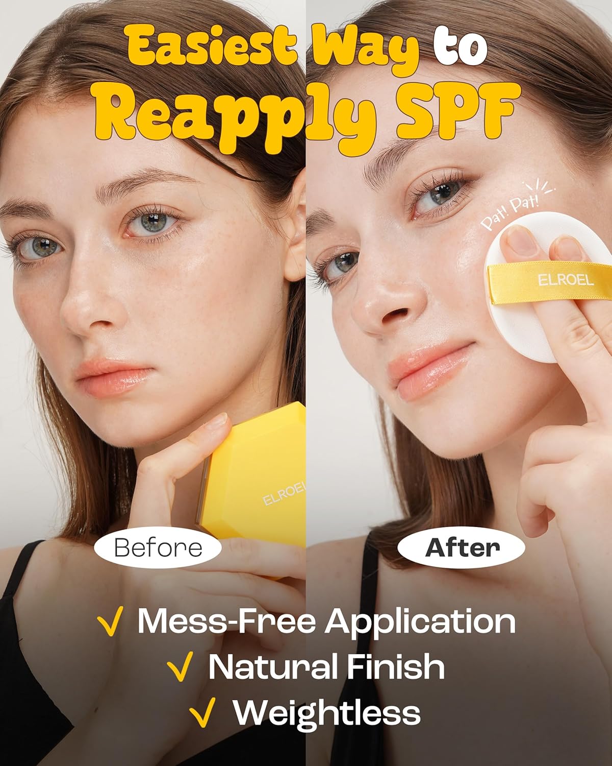 Pang Pang Sun Cushion plus - Korean Hypoallergenic & Lightweight Sunscreen with Puff Sponge - Broad Spectrum SPF50+ PA++++ (0.53 Oz)