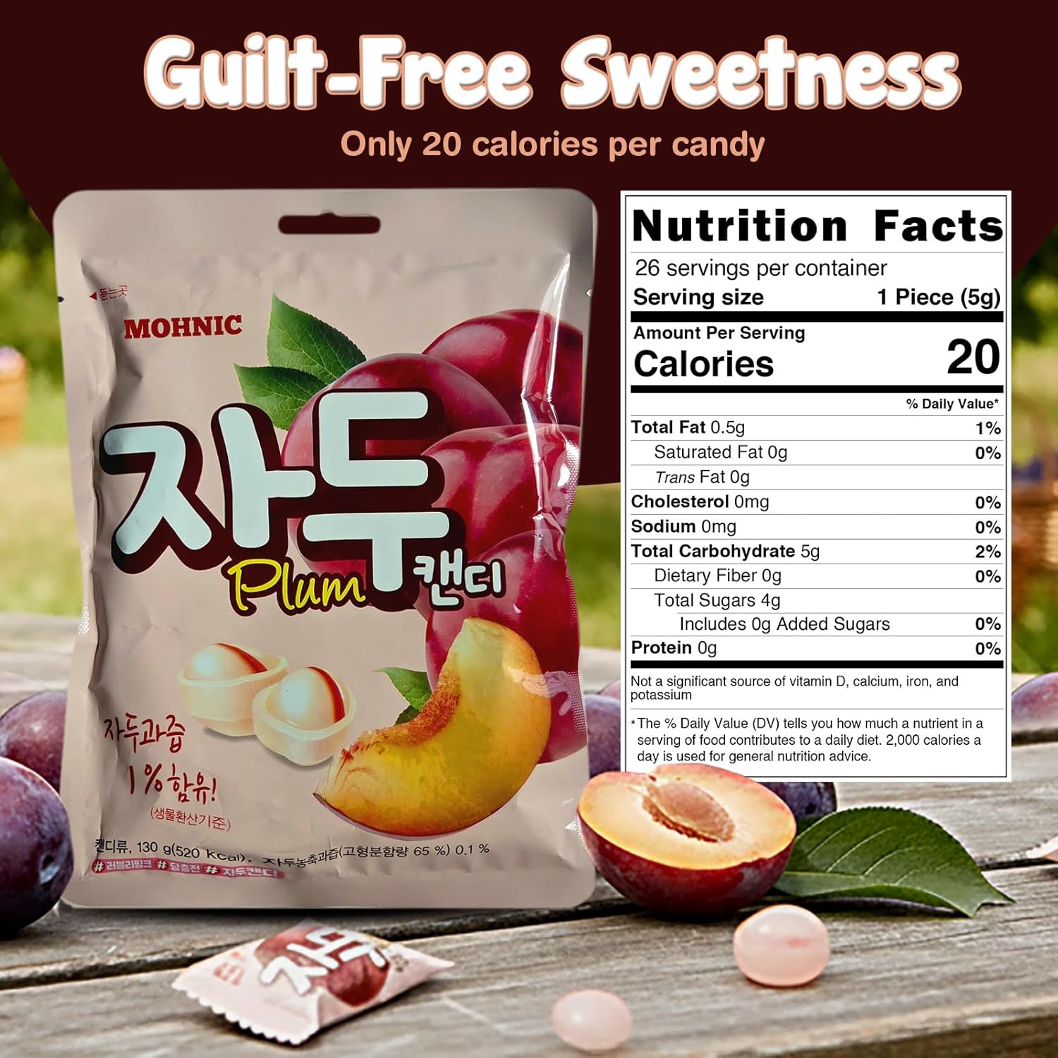 MOHNIC Plum Candy, 2 Pack X 4.58 Oz Each, Korean Snacks & Korean Candy Treats, Plum Flavor Hard Candy, 한국 과자, 자두 캔디 (Pack of 2)