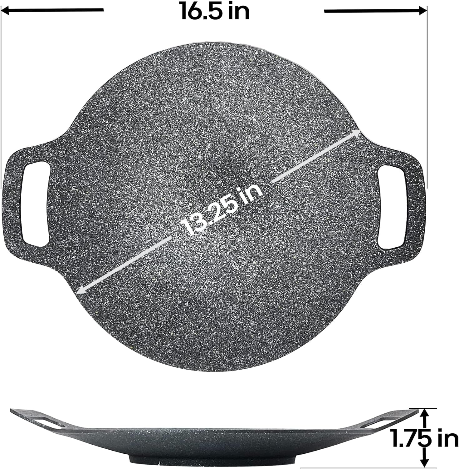 Korean Style BBQ Grill Pan for Stove Top, Camping and IH, 13" round Griddle with Double Bottom, Non-Stick Coating Frying Pan