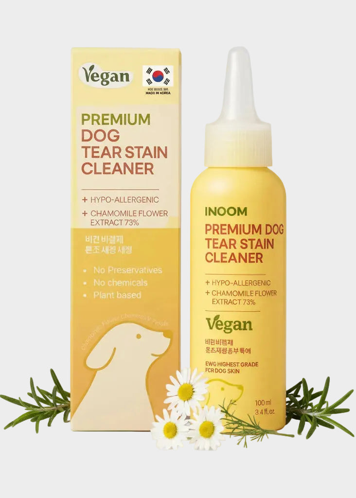 Korean Plant Based Vegan Dog Tear Stain Cleaner 100 Ml – Gentle & Effective Eye Stain Remover for Dogs – Non-Irritating Facial Cleanser, with Hyaluronic Acid, Cruelty-Free Pet Eye – Made in Korea