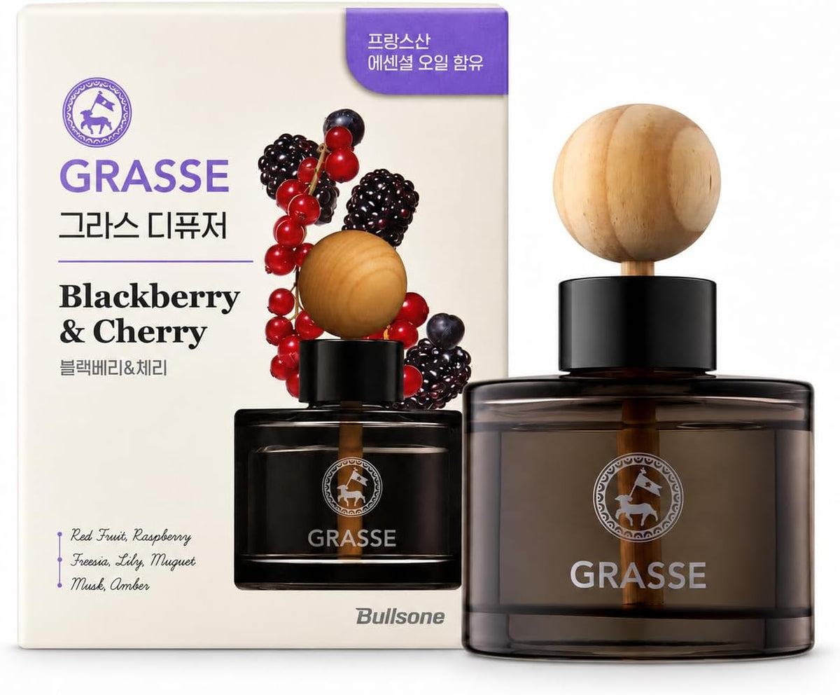 Bullsone Grasse Diffuser, Natural Car Air Fresheners, Luxury Car Perfume - Black Berry & Cherry Scent