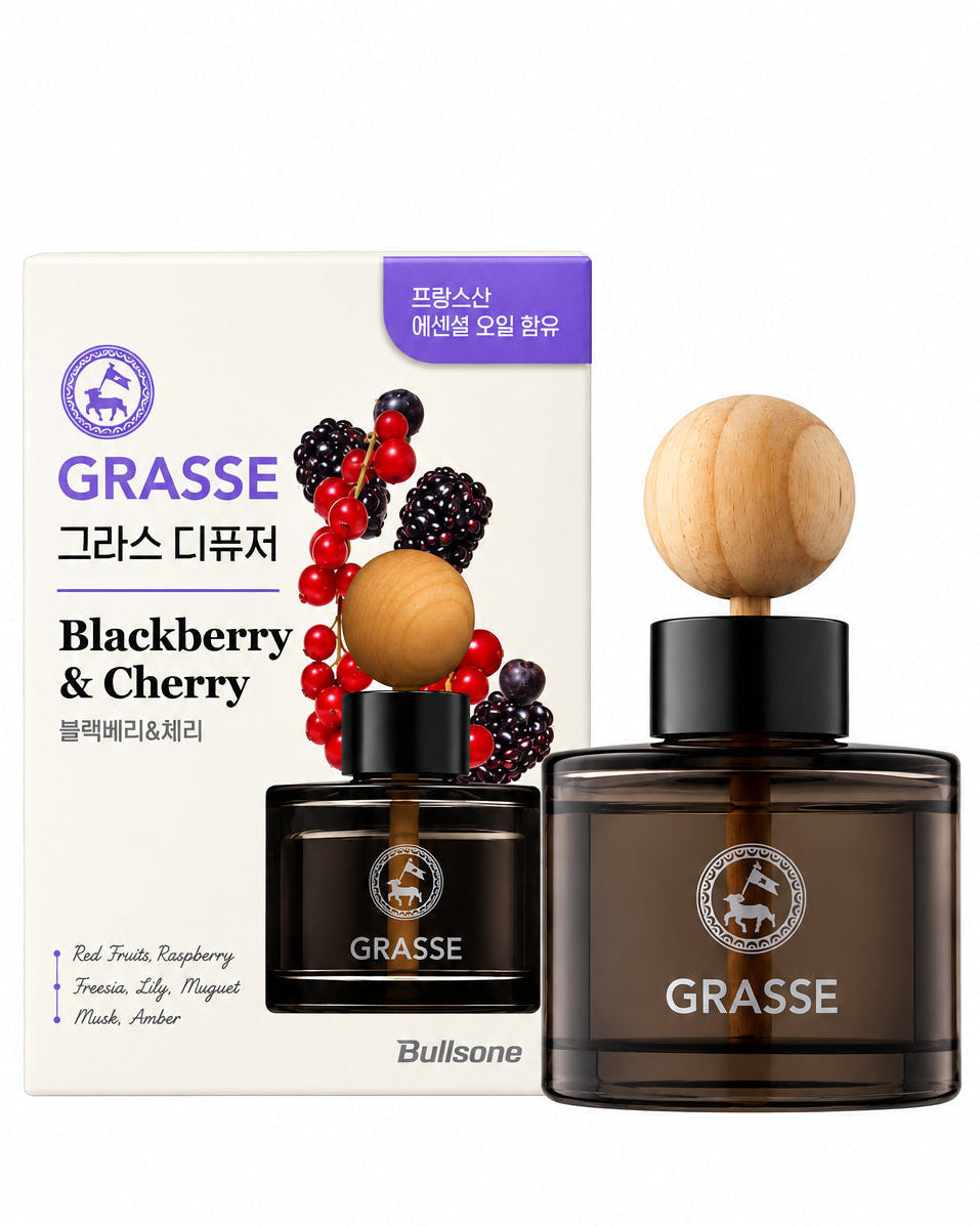Bullsone Grasse Diffuser, Natural Car Air Fresheners, Luxury Car Perfume - Black Berry & Cherry Scent