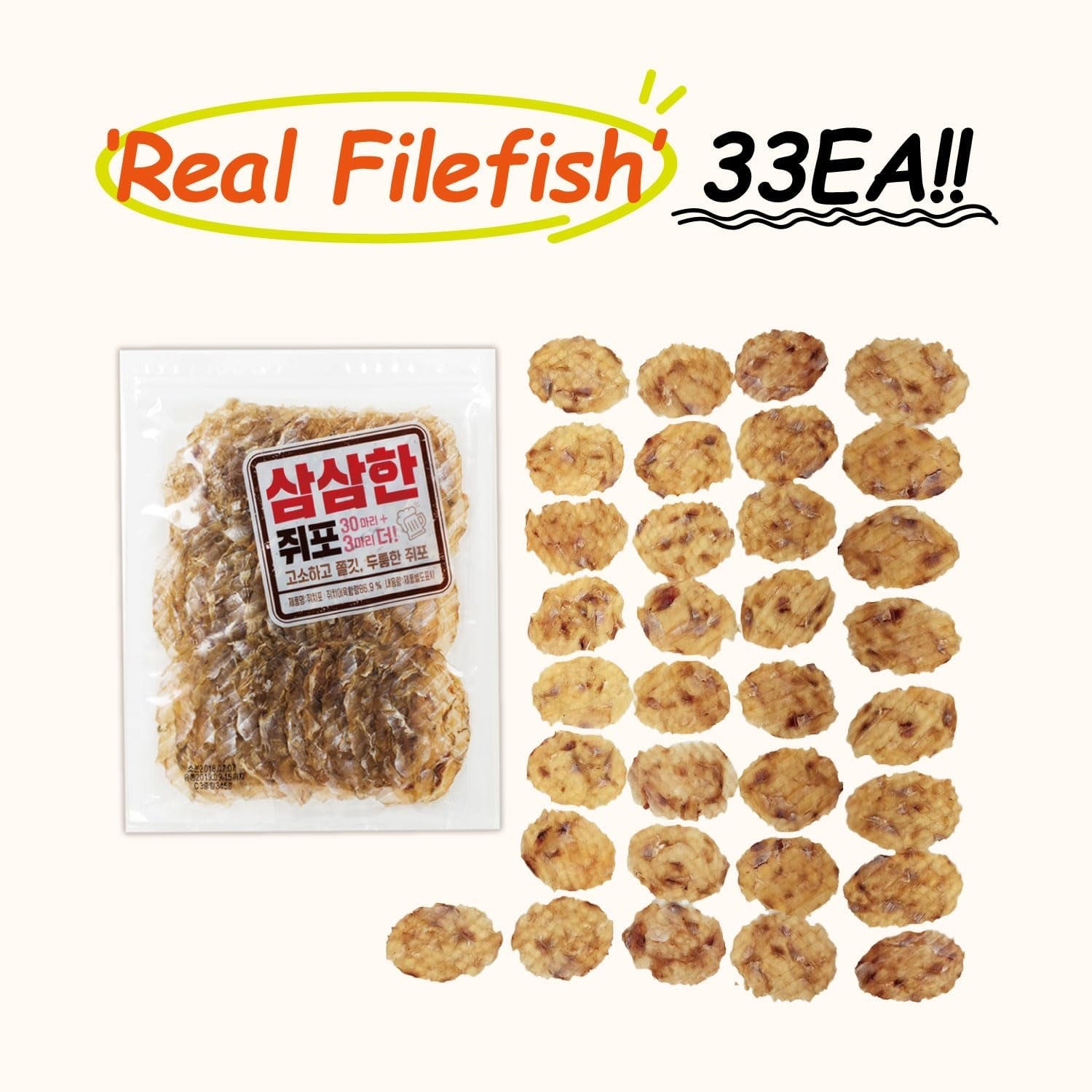 Arawoom Roasted Filefish Jerky, (12.17Oz(345G) 1 Pack), 쥐포, 33Ea, Traditional Savory Korean Snack, High in Protein, Snack for Adults and Kids, Total 12.17Oz(345G)
