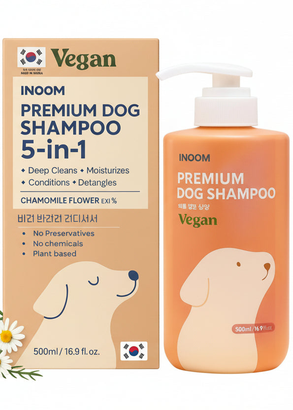 Korean Plant Based Vegan Dog Shampoo 500Ml - Hypoallergenic, Hyaluronic Acid for Puppy to Adult Dogs Soothing Cleanser, Dandruff and Aloe Itchy Skin Moisturizing for Sensitive Skin, Made in Korea