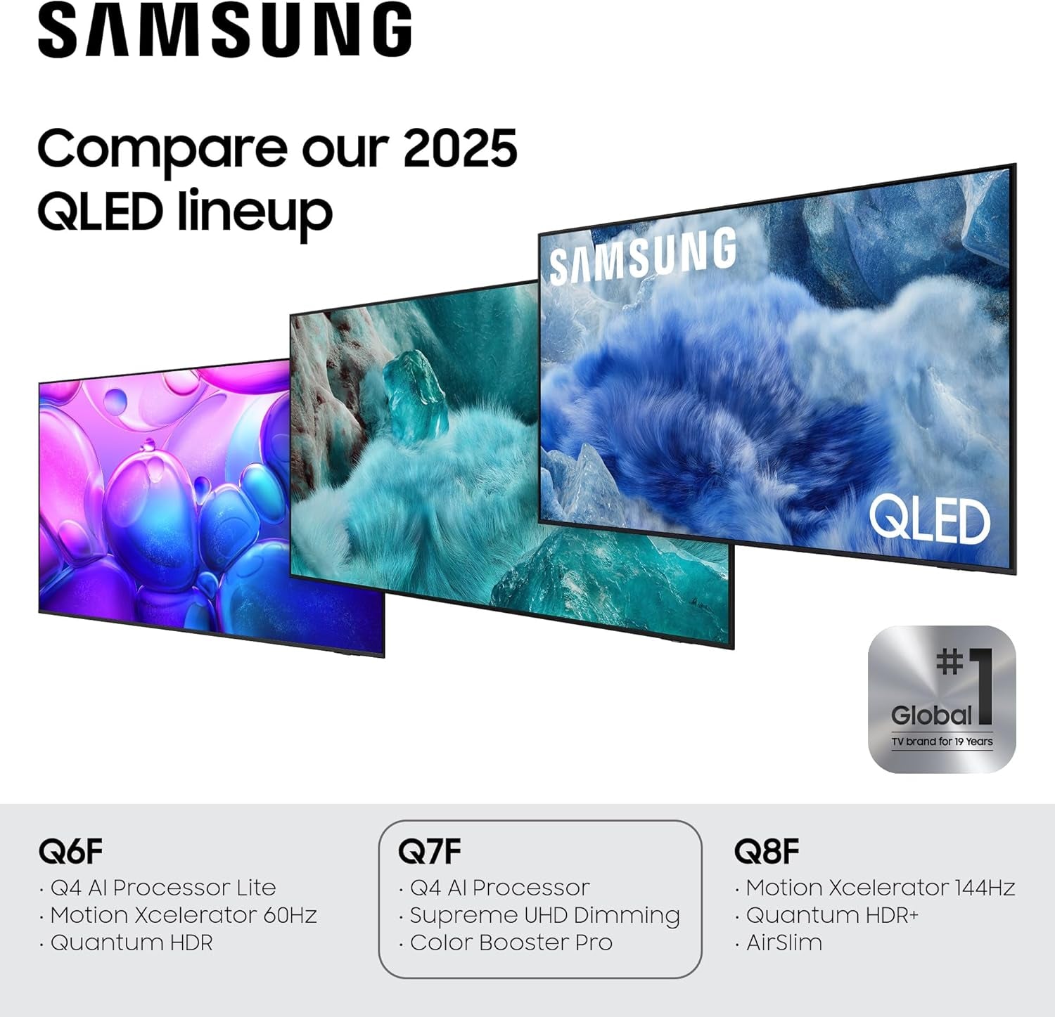 Samsung 50-Inch Class QLED Q7F Series Samsung Vision AI Smart TV (2025 Model, 50Q7F) Quantum HDR, Object Tracking Sound Lite, Q4 AI Gen1 Processor, 4K Upscaling, Gaming Hub, Alexa Built-In