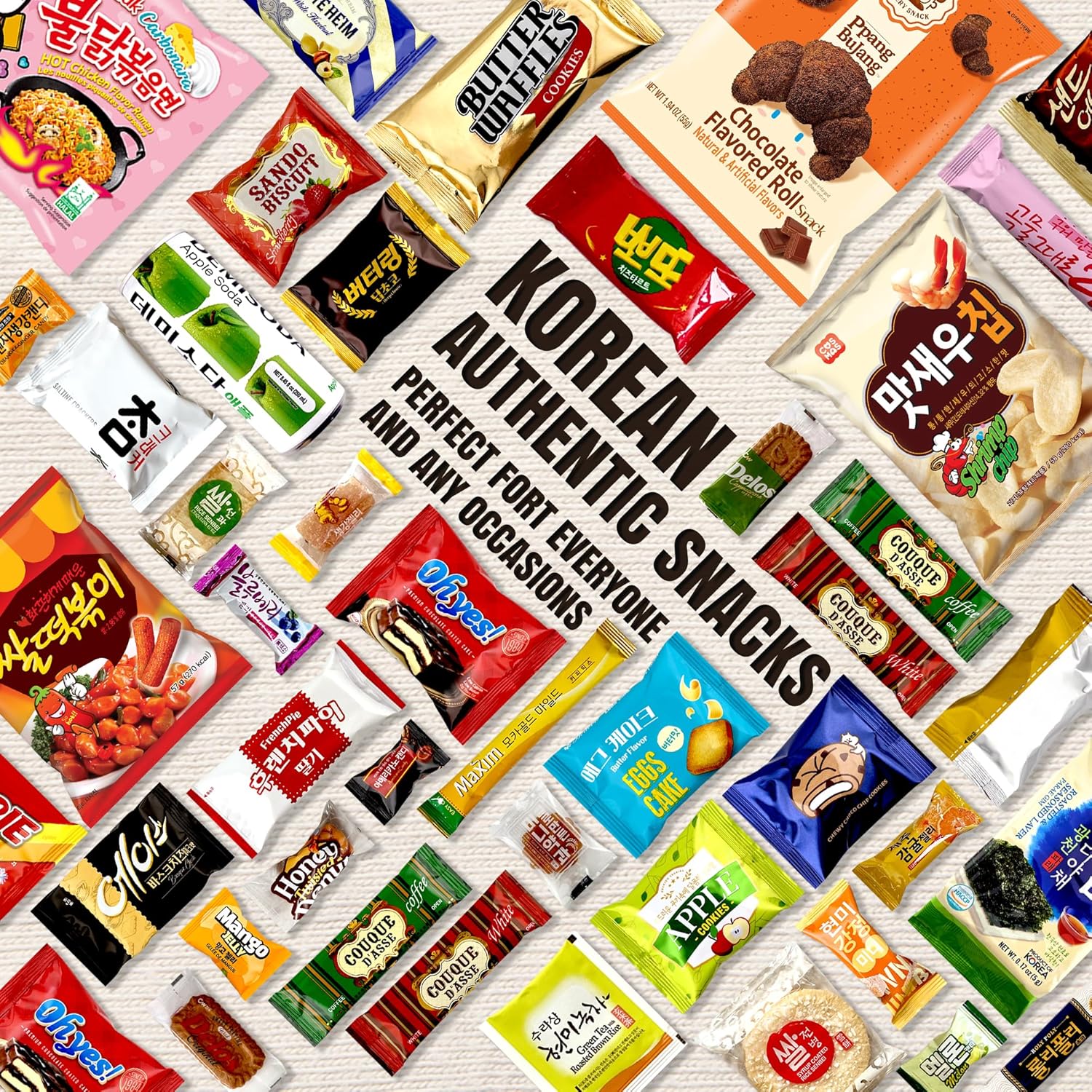 DAGAON Finest Korean Snack Box 42 Count – Variety Snacks Including Korean’S Favorite Chips, Biscuits, Cookies, Pies, Candies. Perfect Appetizing Korean Treats for Any Occasions, Gifts and Everyone.