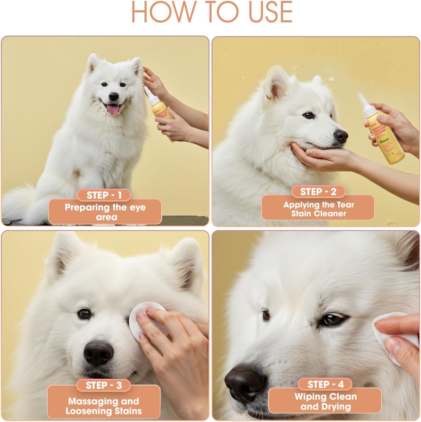 Korean Plant Based Vegan Dog Tear Stain Cleaner 100 Ml – Gentle & Effective Eye Stain Remover for Dogs – Non-Irritating Facial Cleanser, with Hyaluronic Acid, Cruelty-Free Pet Eye – Made in Korea