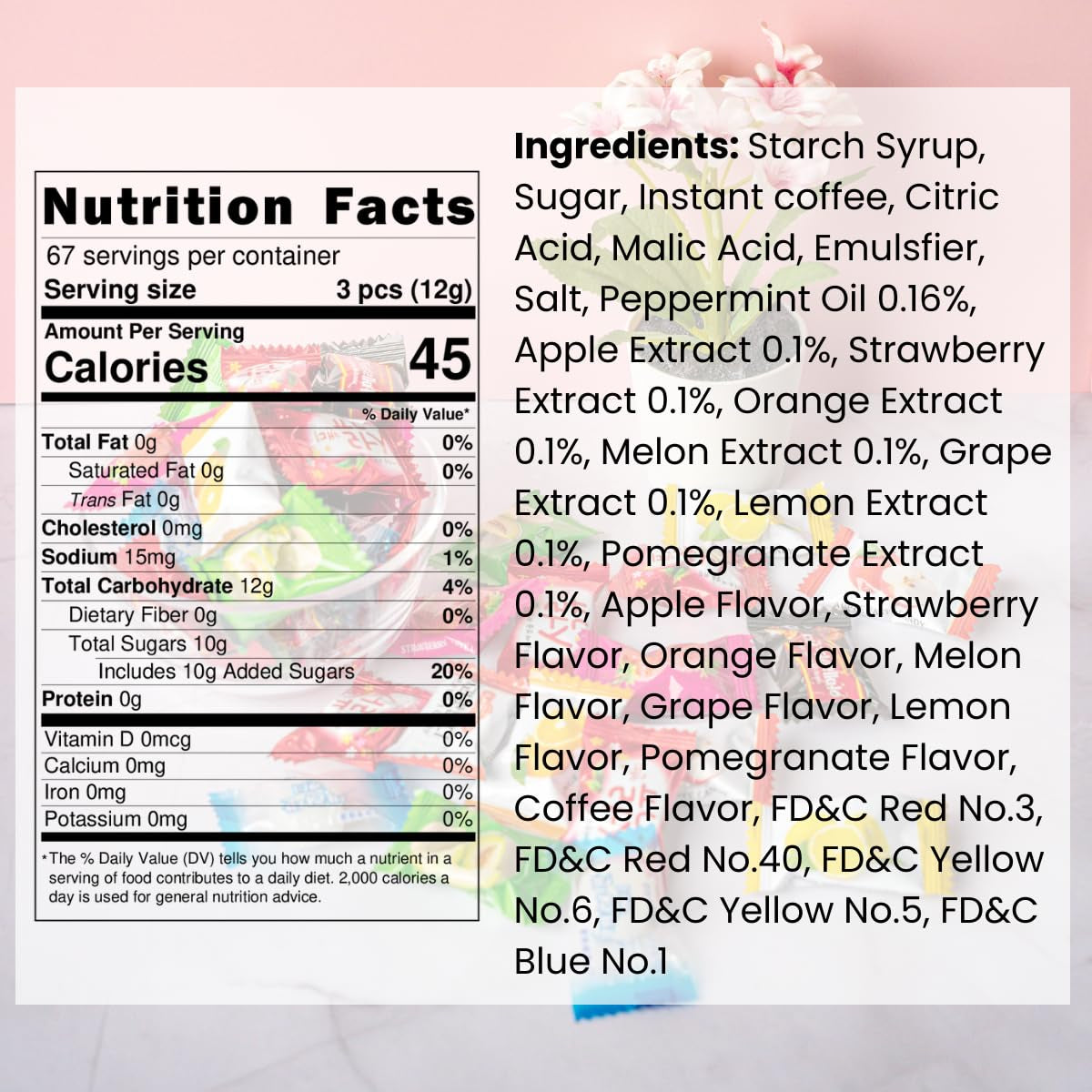 Korean Assorted Fruity Hard Candy, 1.75 Lb Bulk Bag with 200 Individually Wrapped Pieces, 9 Flavor Mix Includes Apple, Strawberry, Orange, Melon, Lemon, Grape, Mint, Americano, and Pomegranate, Variety Pack