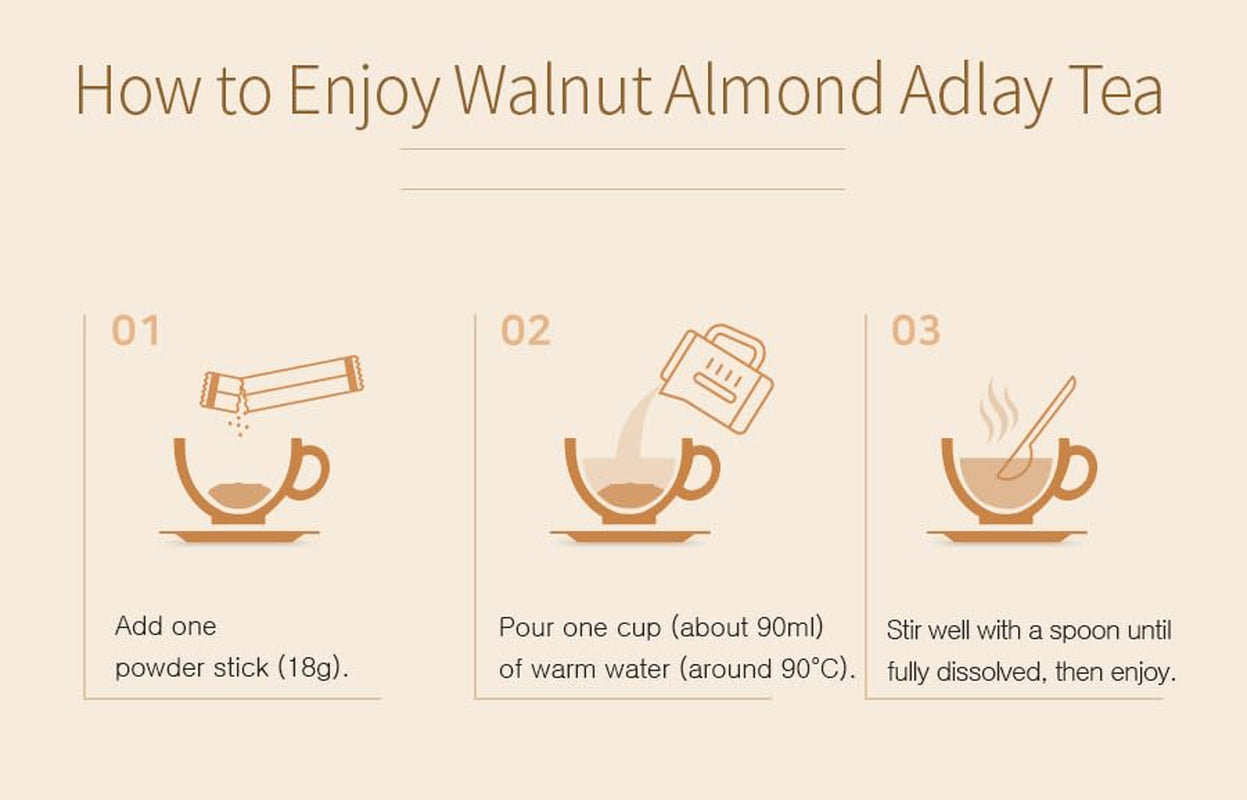 Damtuh Korean Walnut Almond Adlay (Job'S Tear) Powder Meal Replacement Shake – Nutty Breakfast Drink, Misugaru, 18G X 50 Sticks