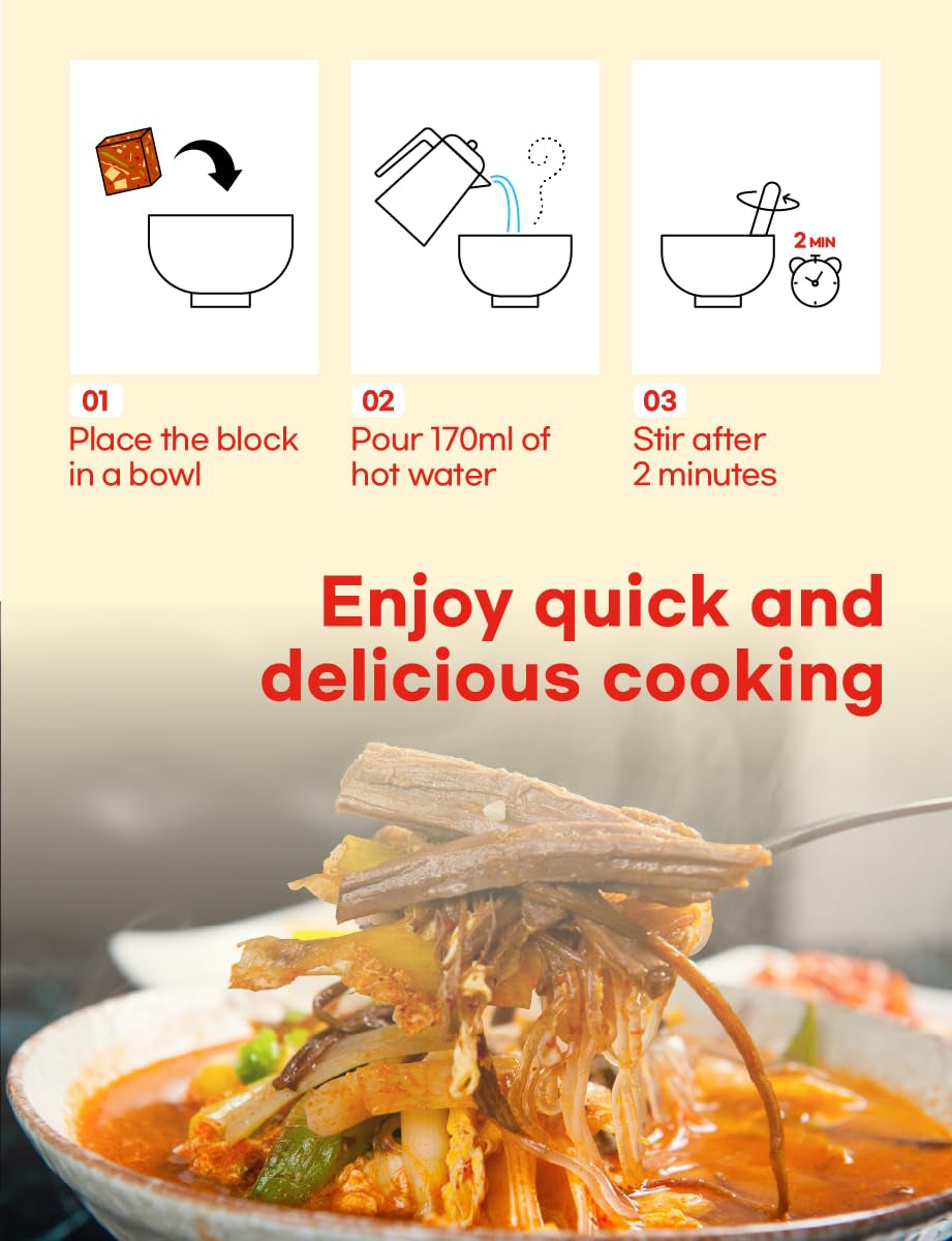 Korean Frozen Dried Multi-Pack Soup (Seaweed Soup 10G × 6Ea) + (Korean Spicy Soup 10G × 6Ea) Easy Cooking Individual Packaging 한국 전통 국, 미역국, 육개장